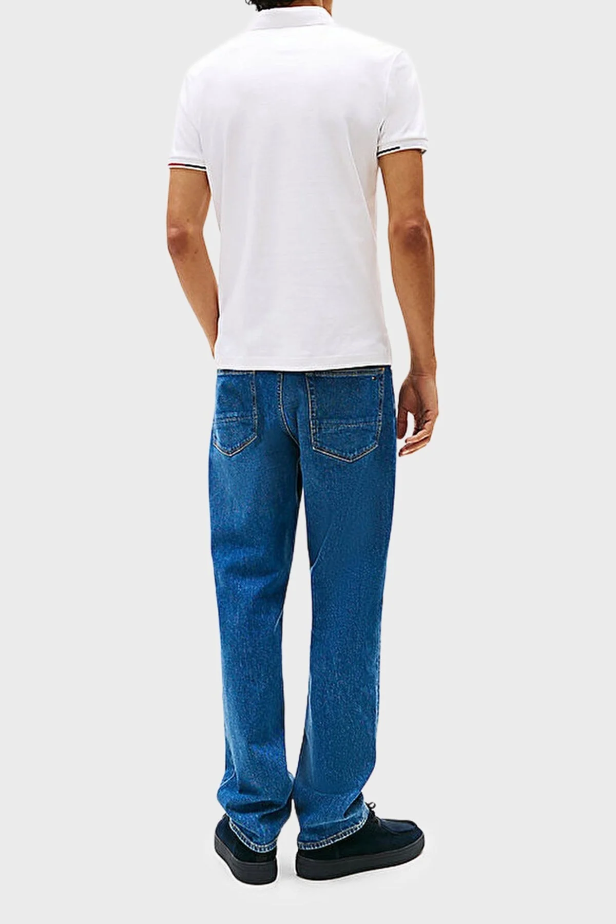 Tommy Hilfiger Logolu % 100 Pamuk Slim Fit Düğmeli Erkek Polo Yaka T Shirt MW0MW39348 YBR BEYAZ - 3