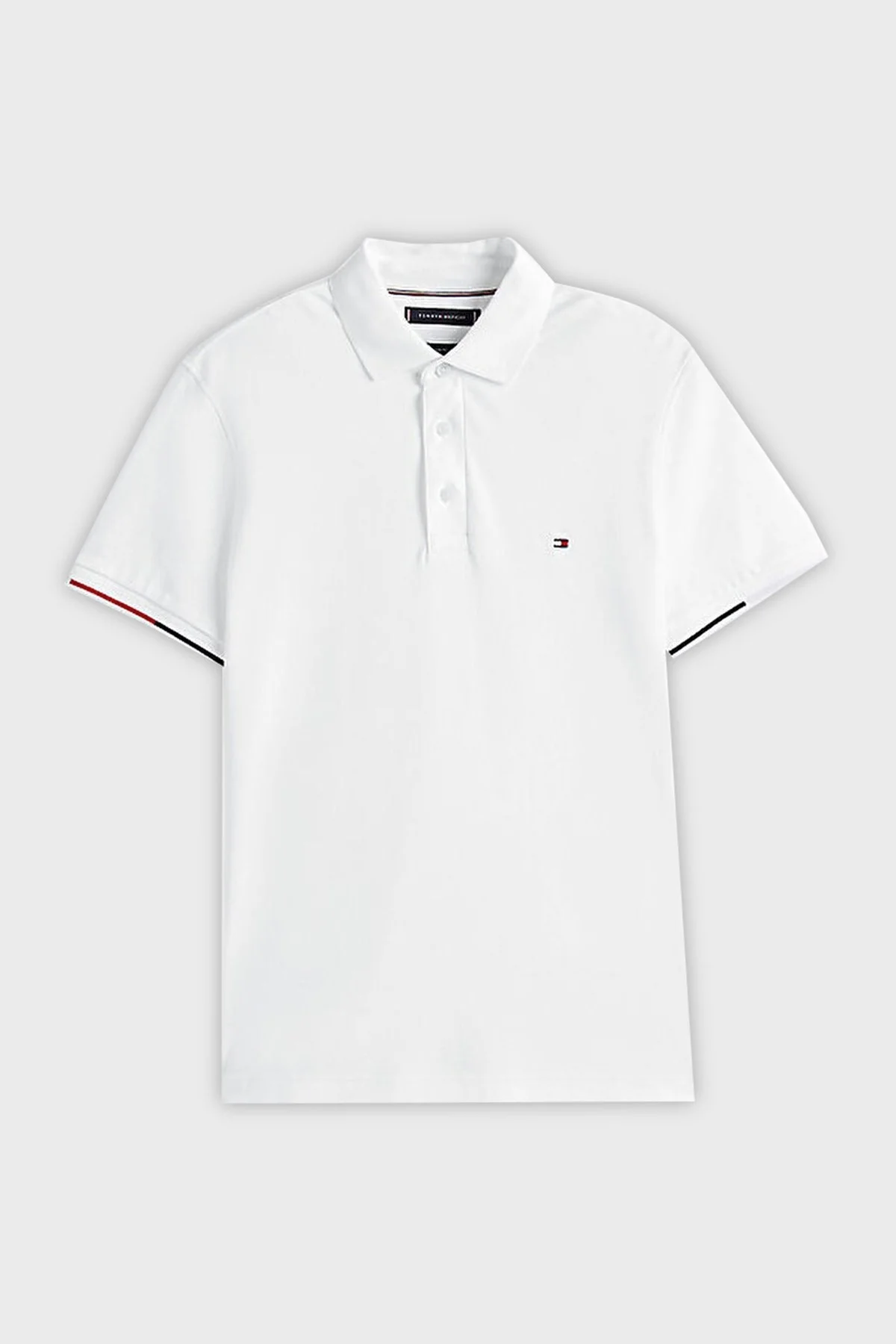 Tommy Hilfiger Logolu % 100 Pamuk Slim Fit Düğmeli Erkek Polo Yaka T Shirt MW0MW39348 YBR BEYAZ - 5