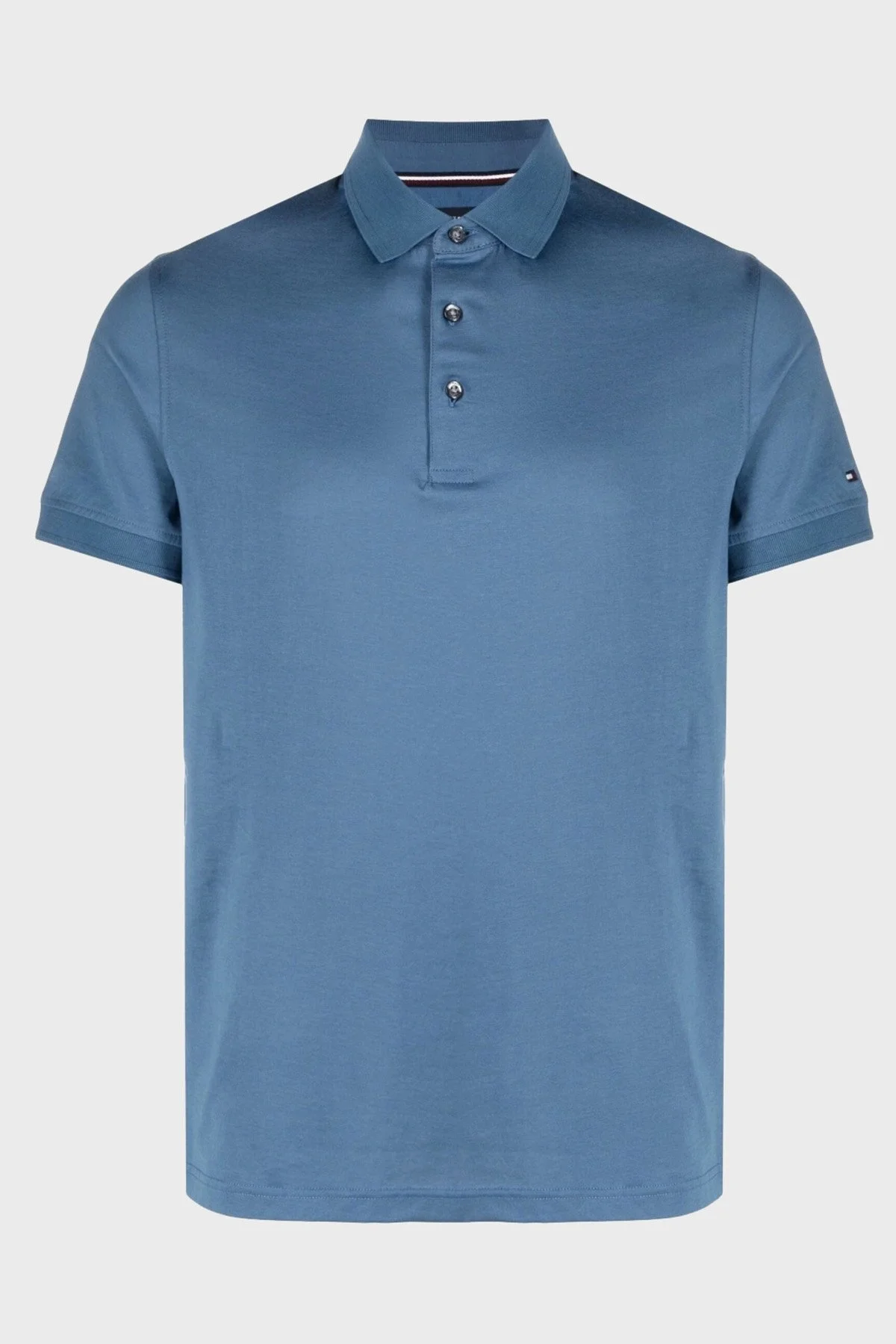 Tommy Hilfiger Logolu % 100 Pamuk Slim Fit Erkek Polo T Shirt MW0MW30758 DBX MAVİ - 4