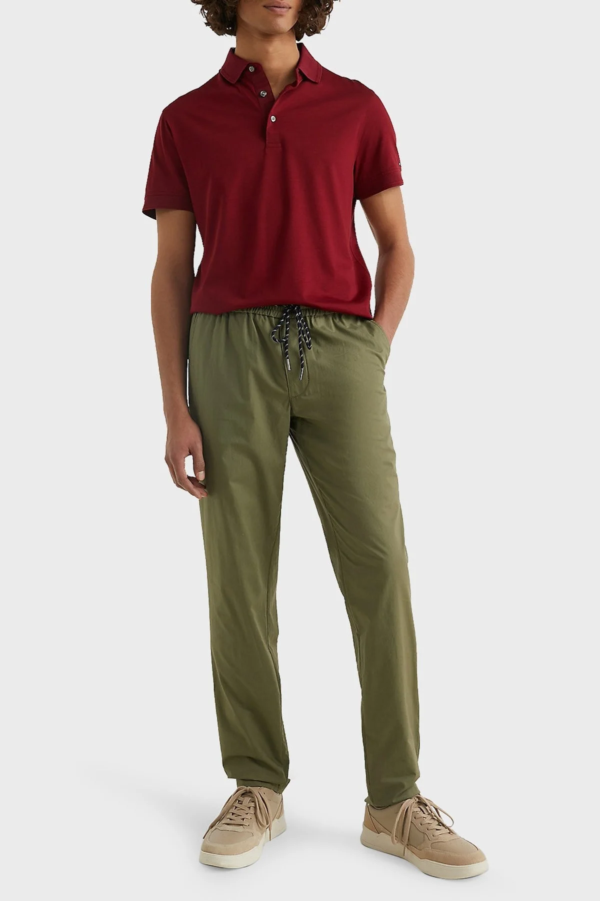 Tommy Hilfiger Logolu % 100 Pamuk Slim Fit Erkek Polo T Shirt MW0MW30758 XJS BORDO - 2