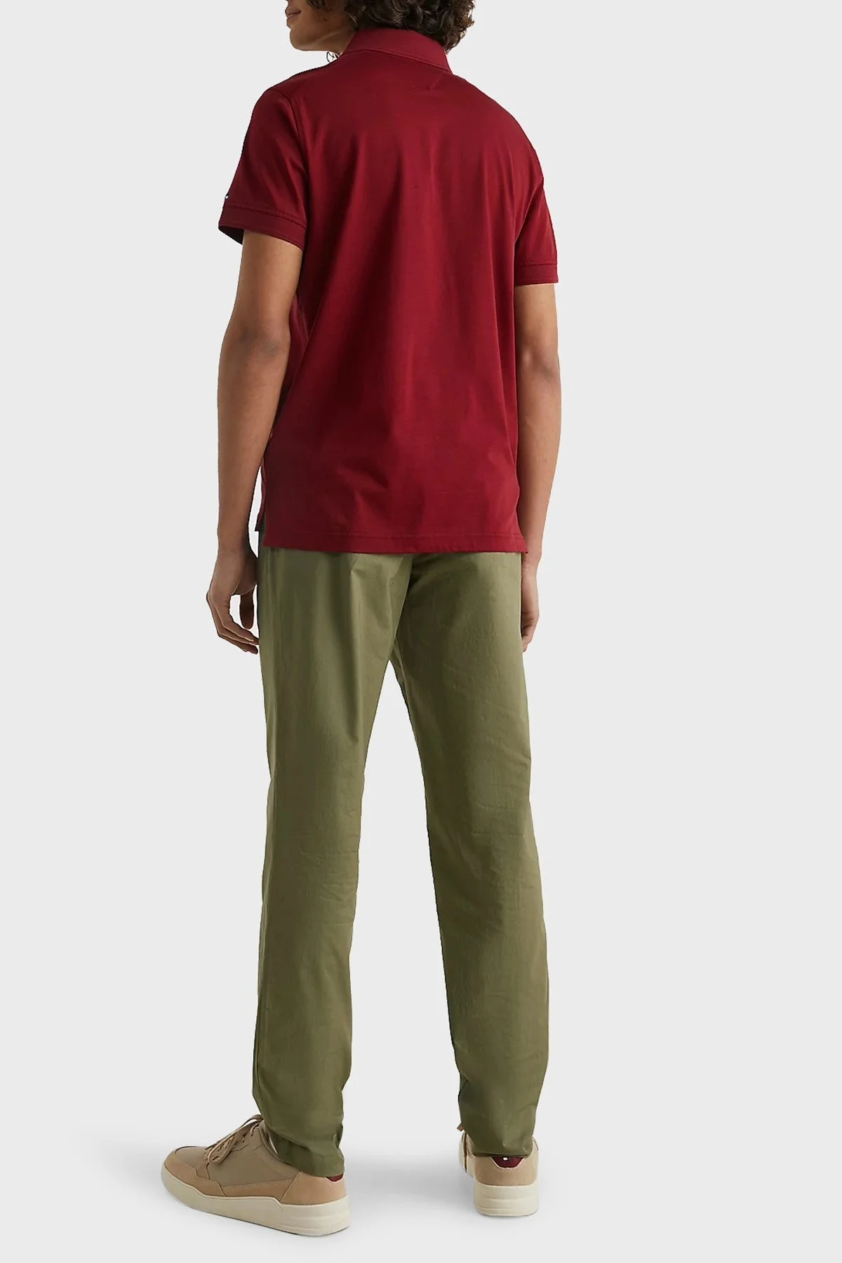 Tommy Hilfiger Logolu % 100 Pamuk Slim Fit Erkek Polo T Shirt MW0MW30758 XJS BORDO - 4