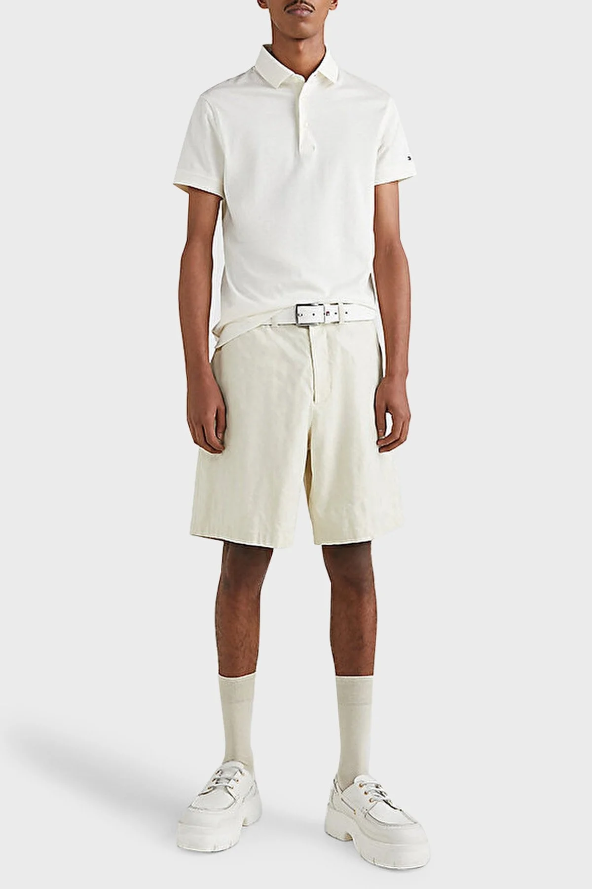 Tommy Hilfiger Logolu % 100 Pamuk Slim Fit Erkek Polo T Shirt MW0MW30758 YBI BEYAZ - 3