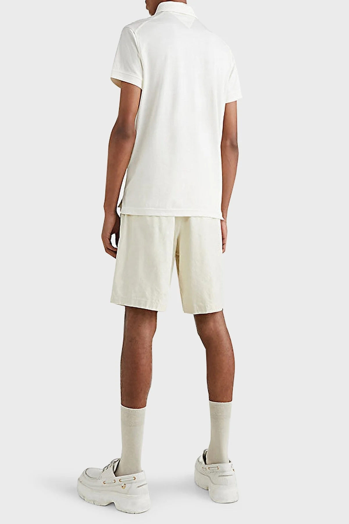 Tommy Hilfiger Logolu % 100 Pamuk Slim Fit Erkek Polo T Shirt MW0MW30758 YBI BEYAZ - 5