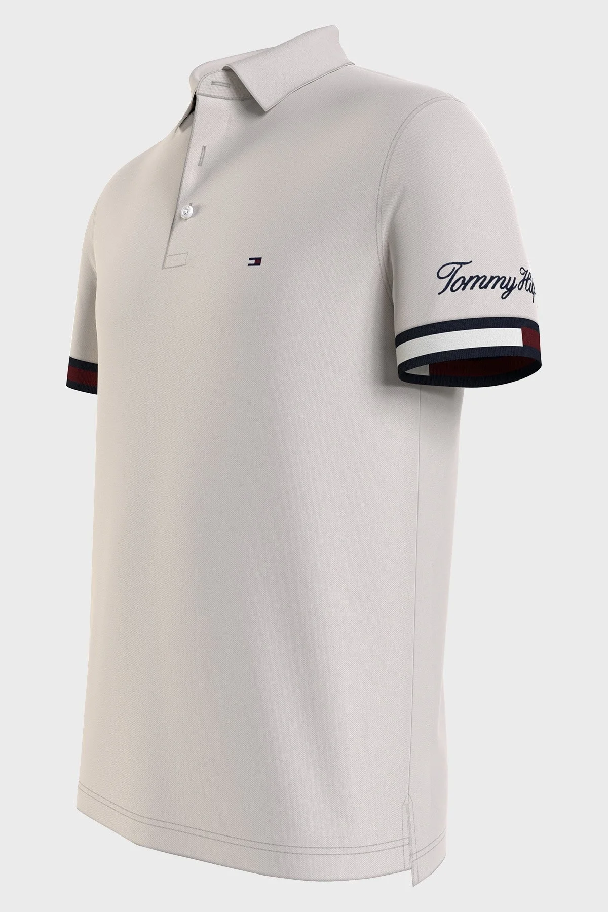 Tommy Hilfiger Logolu % 100 Pamuk Slim Fit Erkek Polo T Shirt MW0MW30764 AC0 KREM - 3