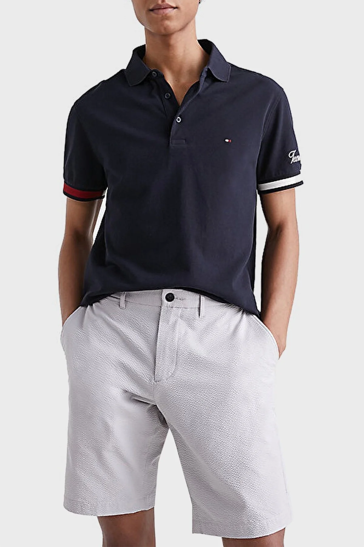 Tommy Hilfiger Logolu % 100 Pamuk Slim Fit Erkek Polo T Shirt MW0MW30764 DW5 LACİVERT - 1