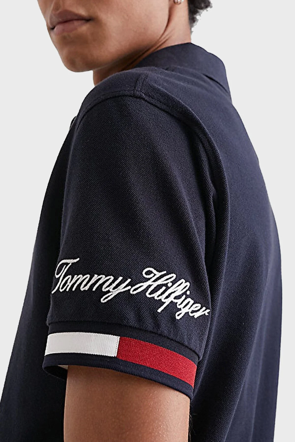 Tommy Hilfiger Logolu % 100 Pamuk Slim Fit Erkek Polo T Shirt MW0MW30764 DW5 LACİVERT - 2