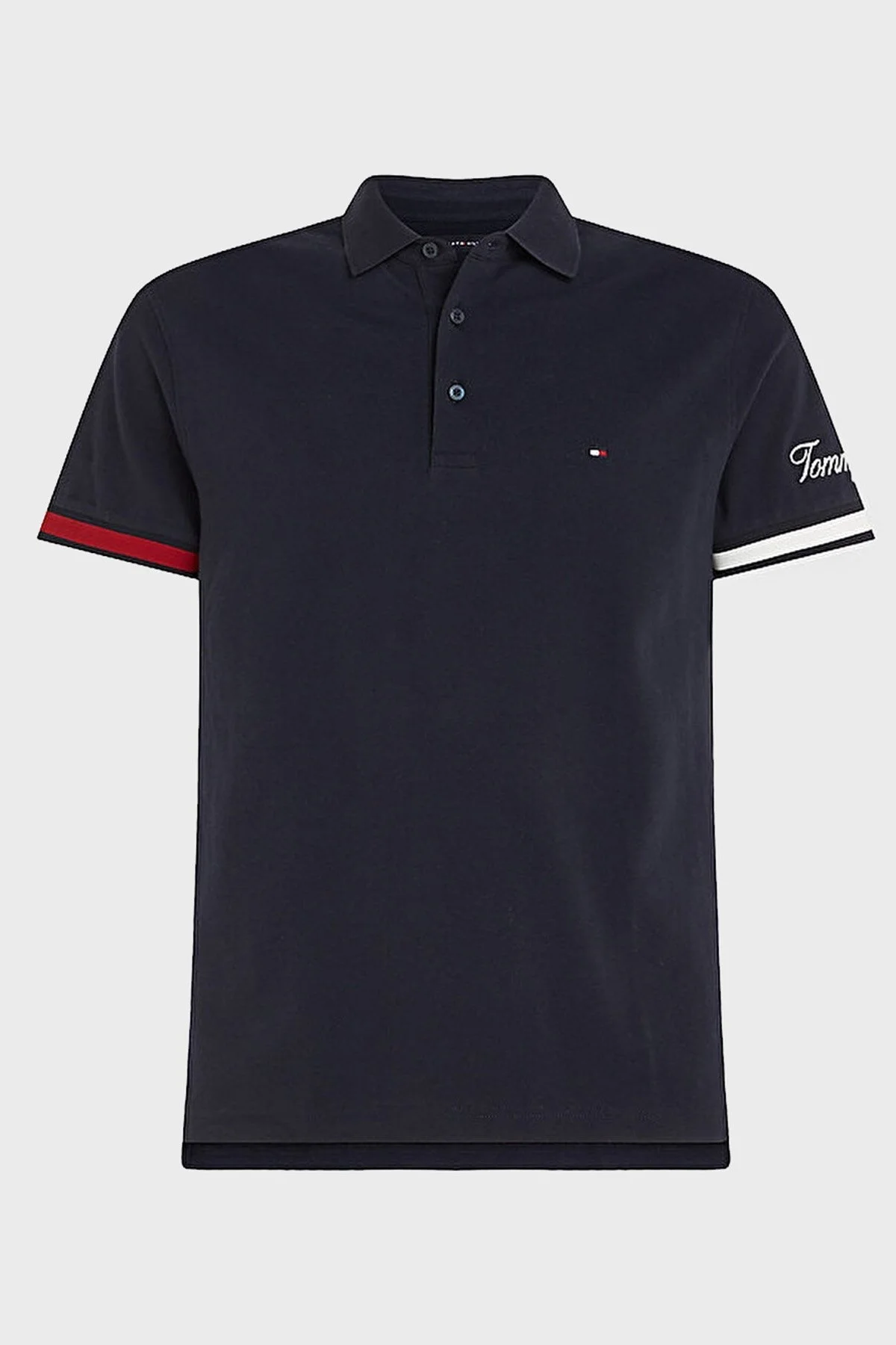 Tommy Hilfiger Logolu % 100 Pamuk Slim Fit Erkek Polo T Shirt MW0MW30764 DW5 LACİVERT - 4