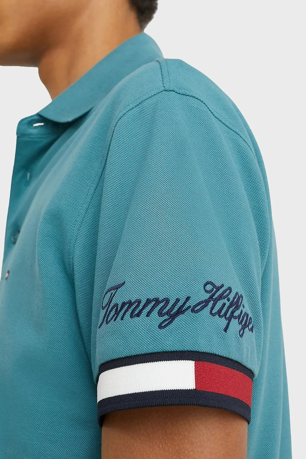 Tommy Hilfiger Logolu % 100 Pamuk Slim Fit Erkek Polo T Shirt MW0MW30764 MB6 HAKİ - 3