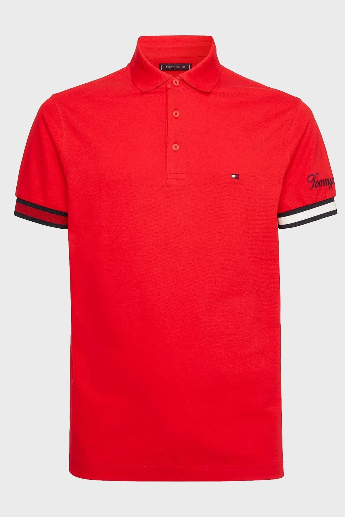 Tommy Hilfiger Logolu % 100 Pamuk Slim Fit Erkek Polo T Shirt MW0MW30764 XLG KIRMIZI - 5
