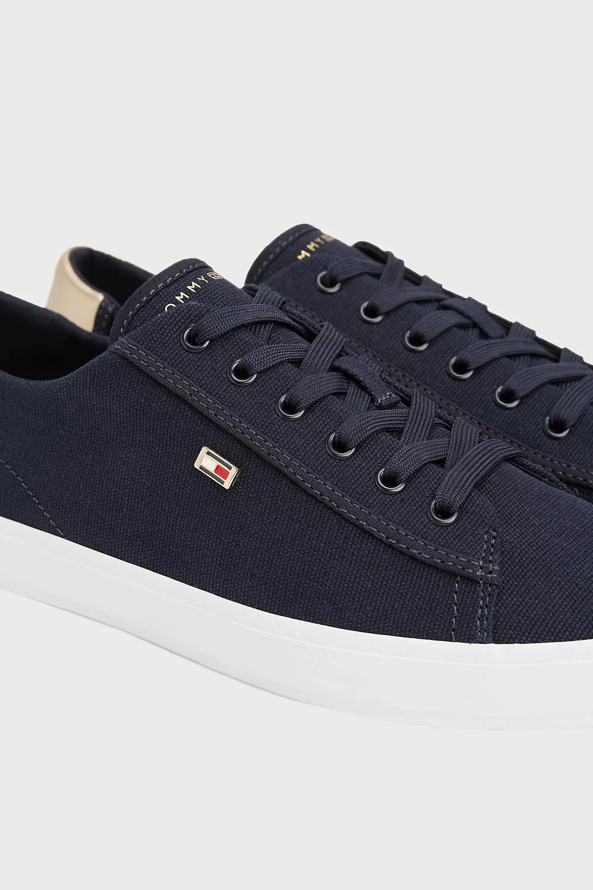 Tommy Hilfiger Logolu % 100 Pamuk Sneaker Bayan Ayakkabı FW0FW08647 DW6 LACİVERT - 6