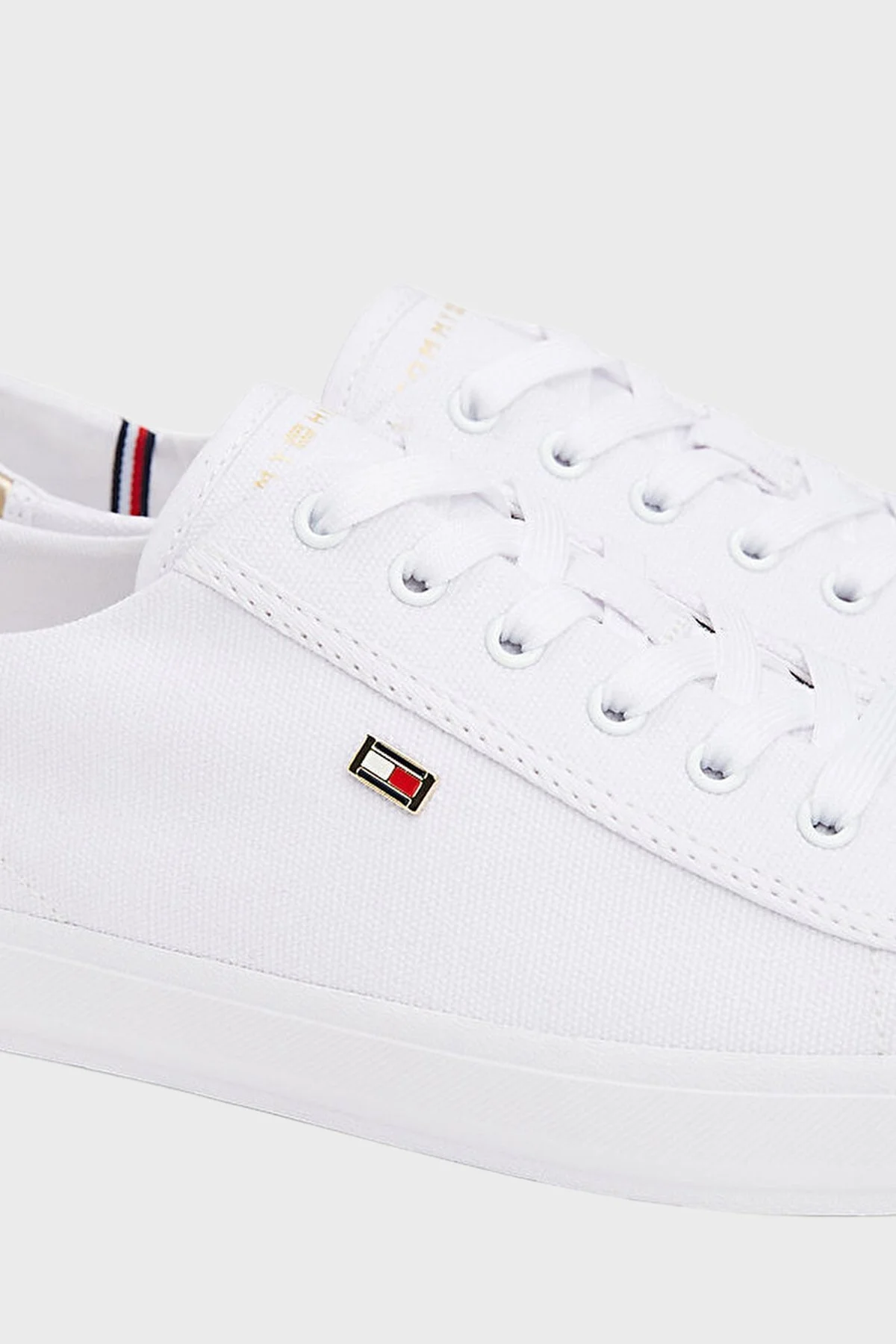Tommy Hilfiger Logolu % 100 Pamuk Sneaker Bayan Ayakkabı FW0FW08647 YBS BEYAZ - 12