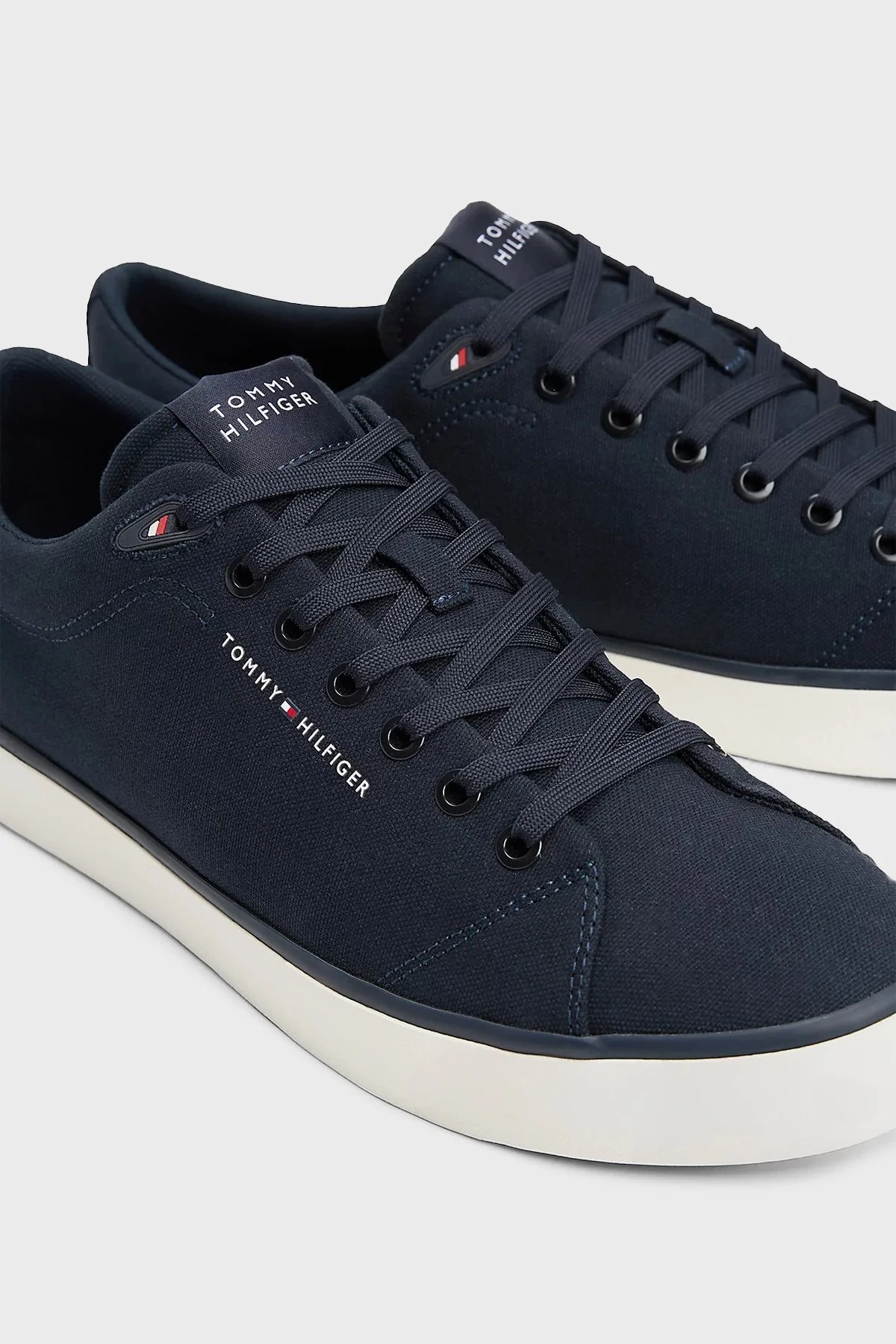 Tommy Hilfiger Logolu % 100 Pamuk Sneaker Erkek Ayakkabı FM0FM05396 DW5 LACİVERT - 5