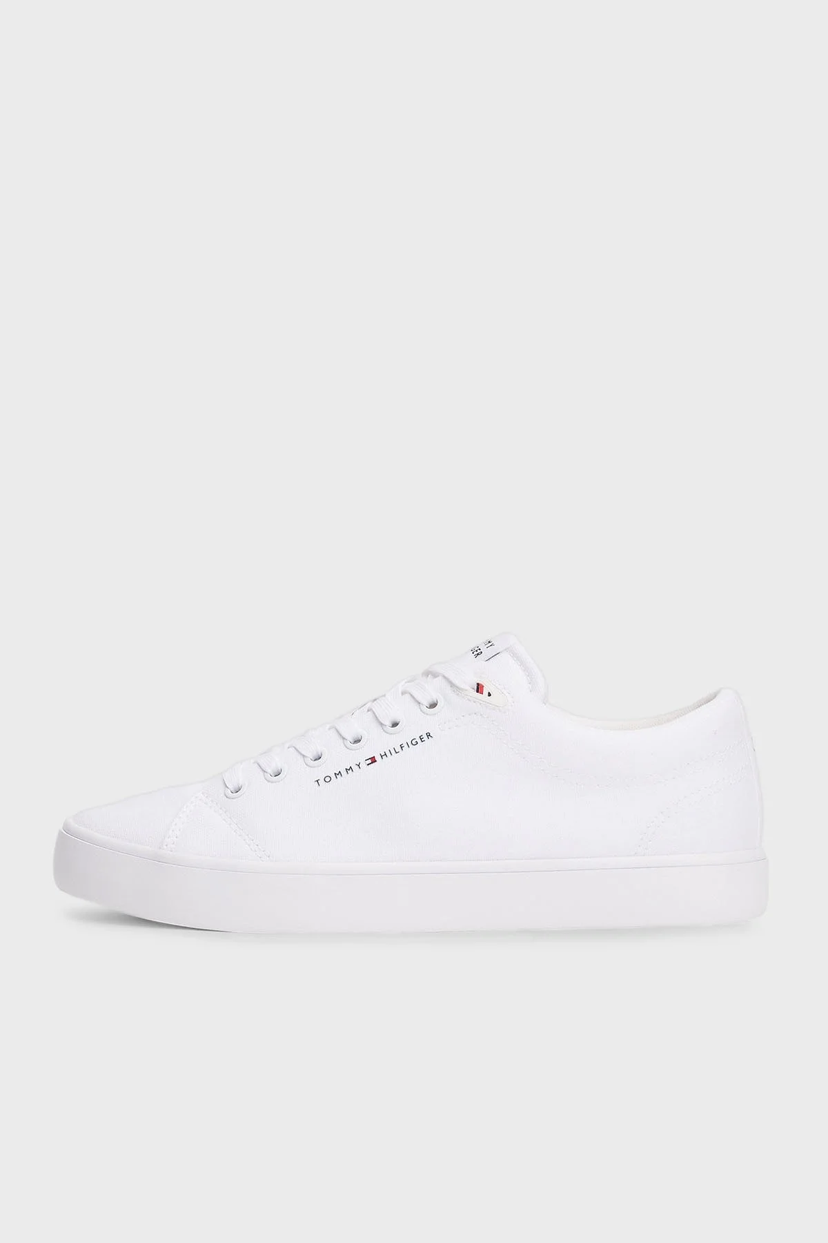 Tommy Hilfiger Logolu % 100 Pamuk Sneaker Erkek Ayakkabı FM0FM05396 YBS BEYAZ - 4