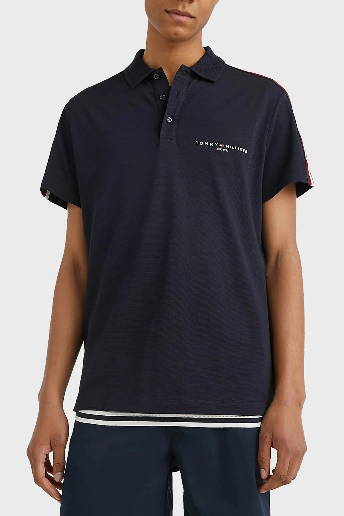 Tommy Hilfiger Logolu % 100 Pamuklu Regular Fit Erkek Polo T Shirt MW0MW30772 DW5 LACİVERT - 1
