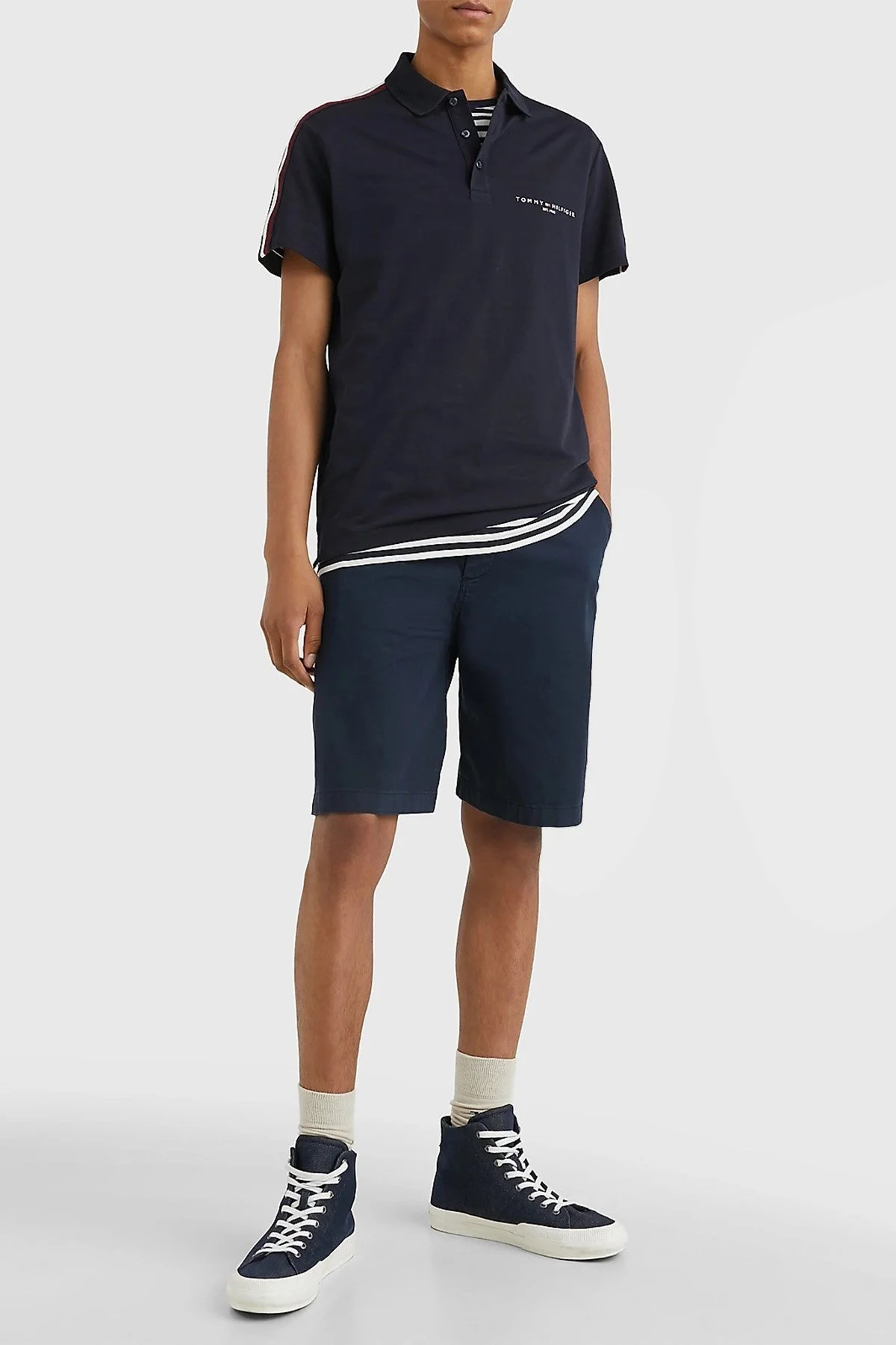 Tommy Hilfiger Logolu % 100 Pamuklu Regular Fit Erkek Polo T Shirt MW0MW30772 DW5 LACİVERT - 2