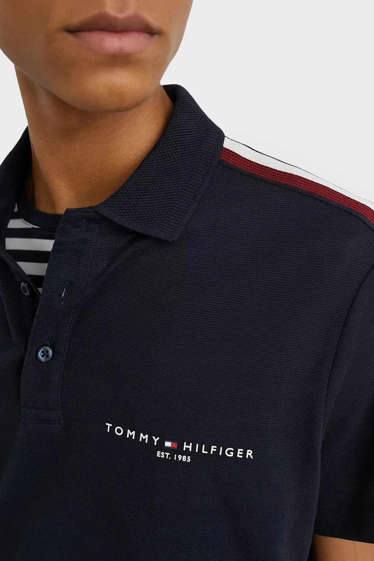 Tommy Hilfiger Logolu % 100 Pamuklu Regular Fit Erkek Polo T Shirt MW0MW30772 DW5 LACİVERT - 4
