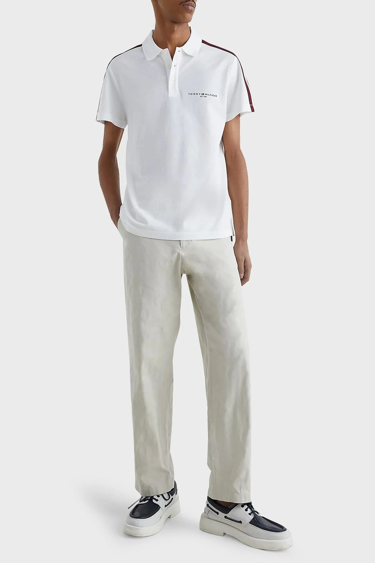 Tommy Hilfiger Logolu % 100 Pamuklu Regular Fit Erkek Polo T Shirt MW0MW30772 YBR BEYAZ - 2