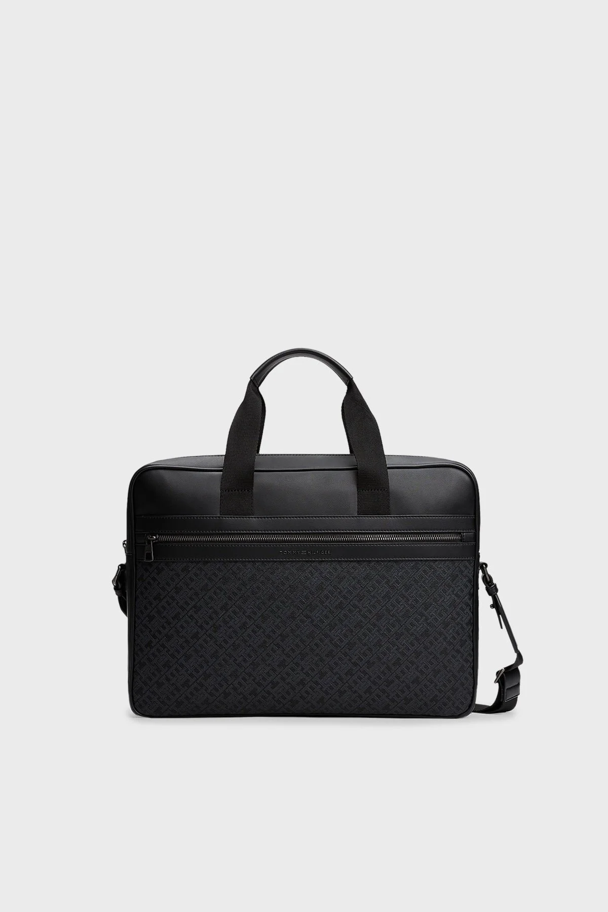 Tommy Hilfiger Logolu Ayarlanabilir Askılı 17 İnç Erkek Laptop Çantası AM0AM13491 BDS SİYAH - 1