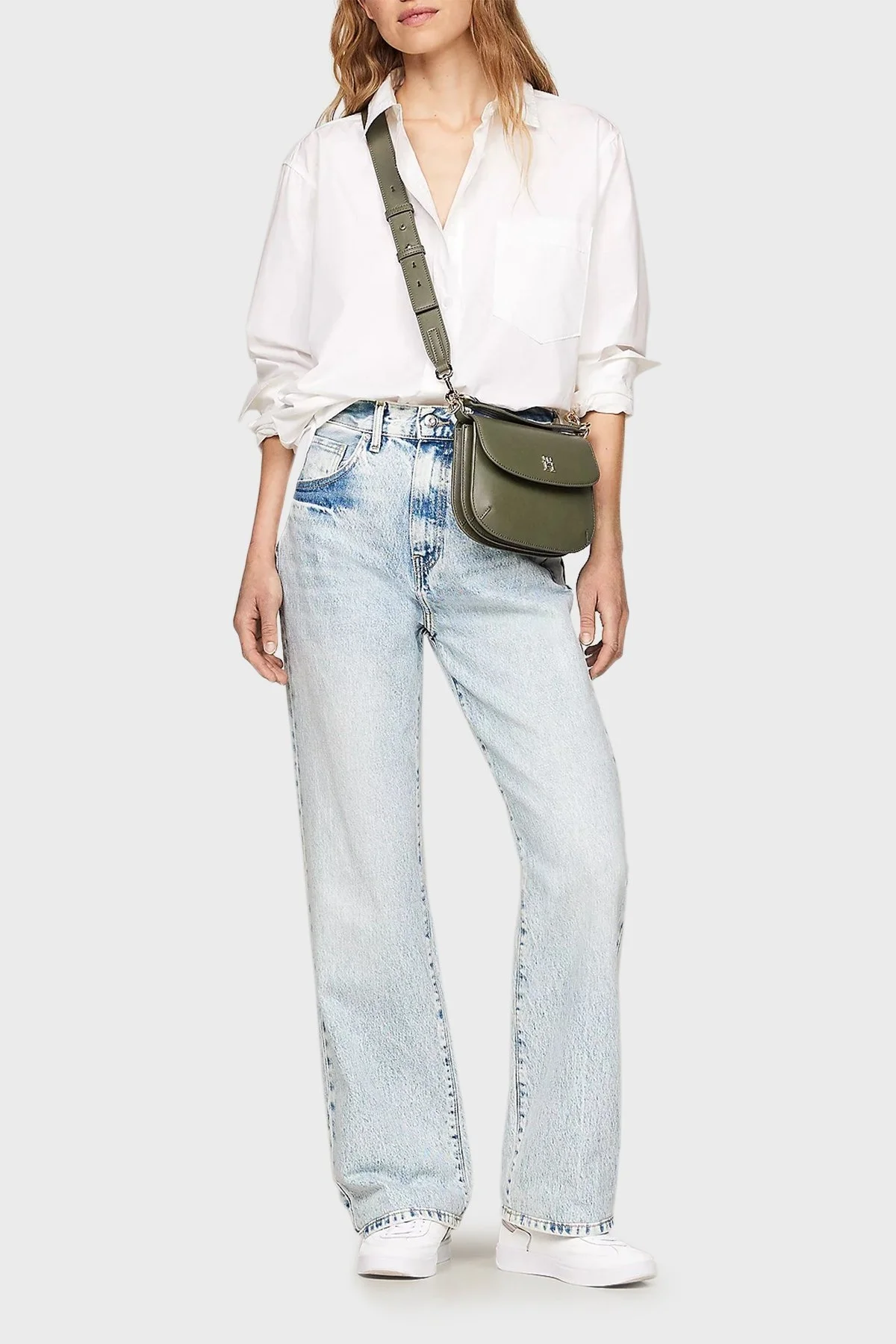 Tommy Hilfiger Logolu Ayarlanabilir Askılı Bayan Çanta AW0AW16686 MSH YEŞİL - 2