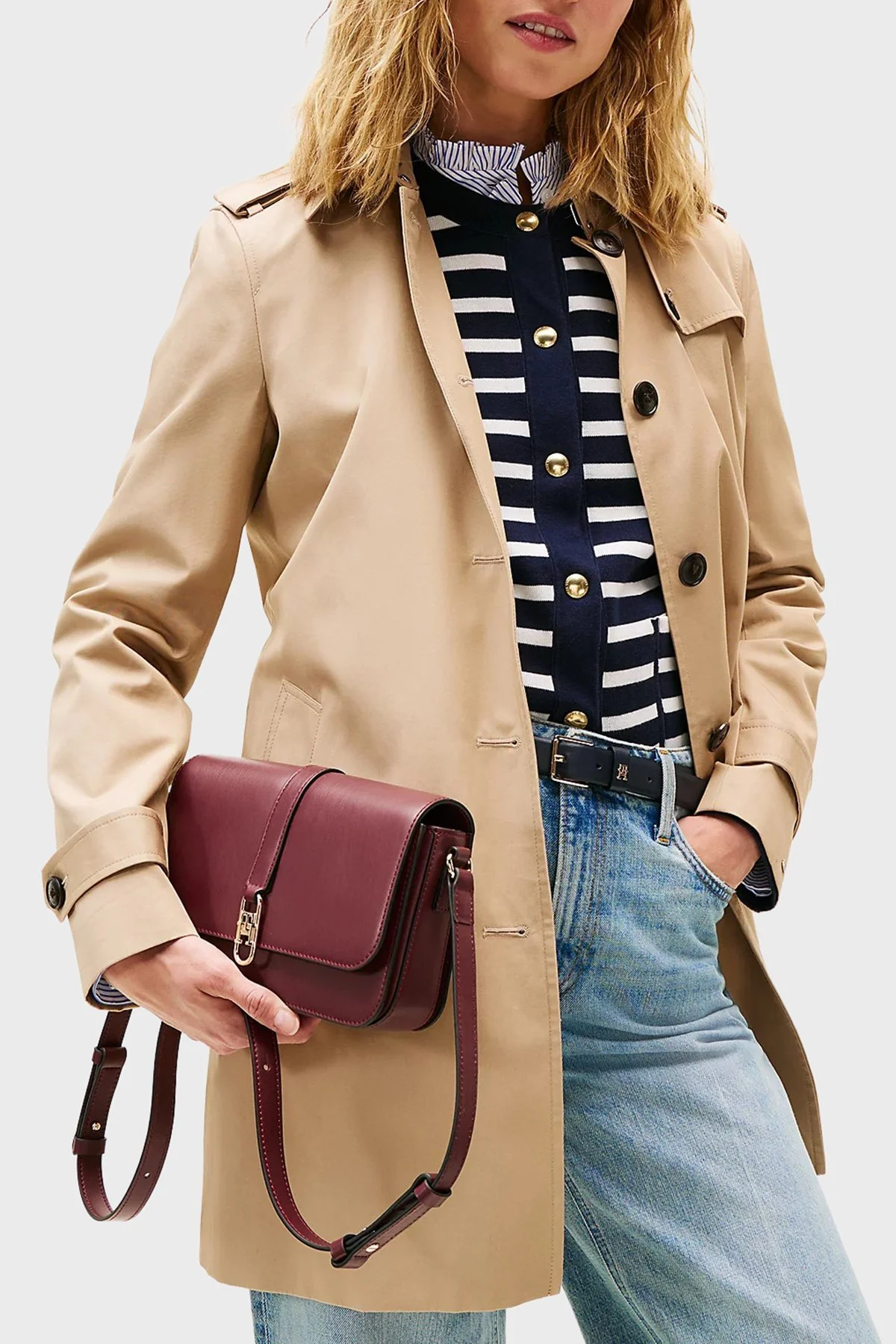 Tommy Hilfiger Logolu Ayarlanabilir Askılı Bayan Çanta AW0AW17723 VLP BORDO - 2