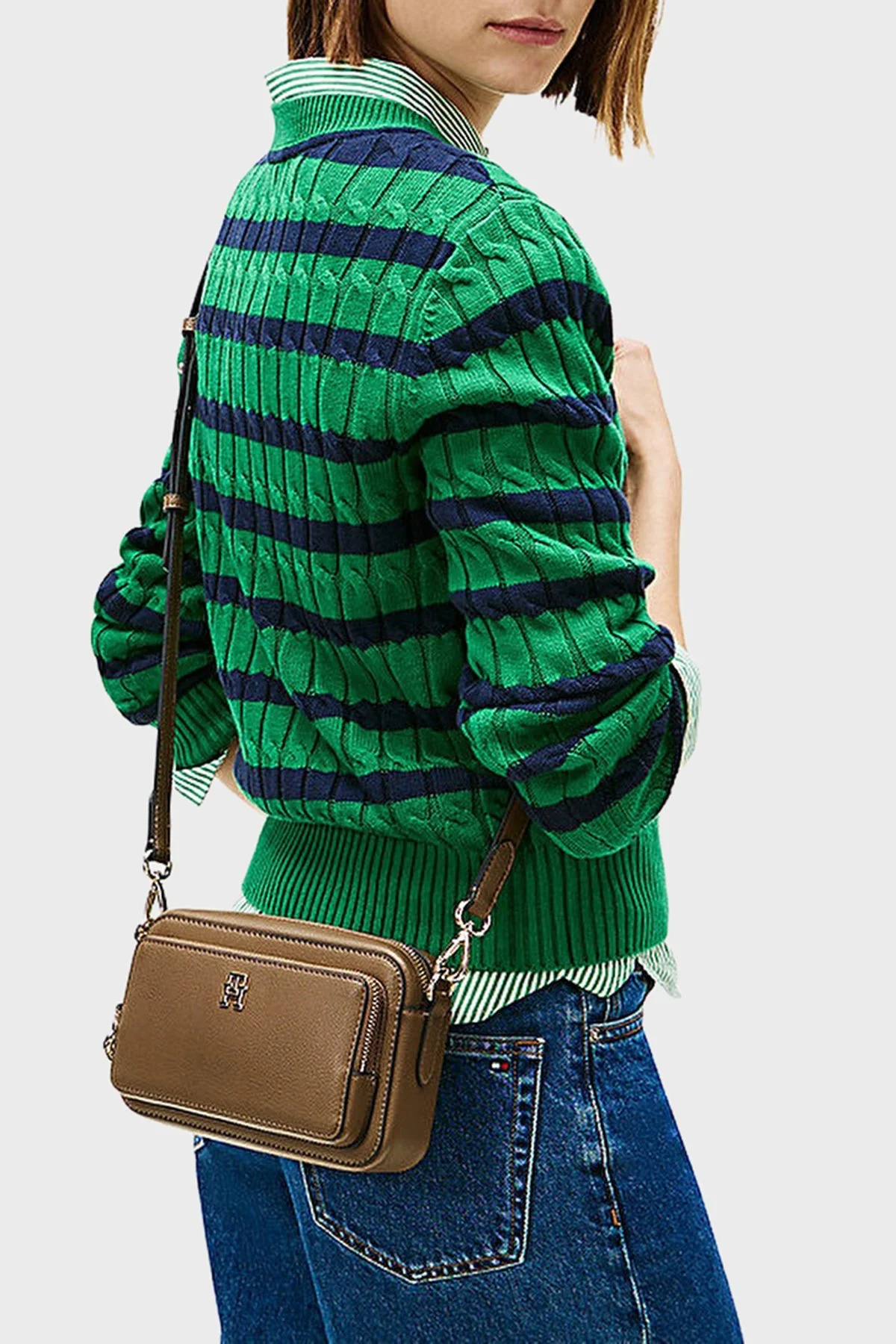 Tommy Hilfiger Logolu Ayarlanabilir Askılı Kadın Çanta AW0AW18120 R07 VİZON - 2