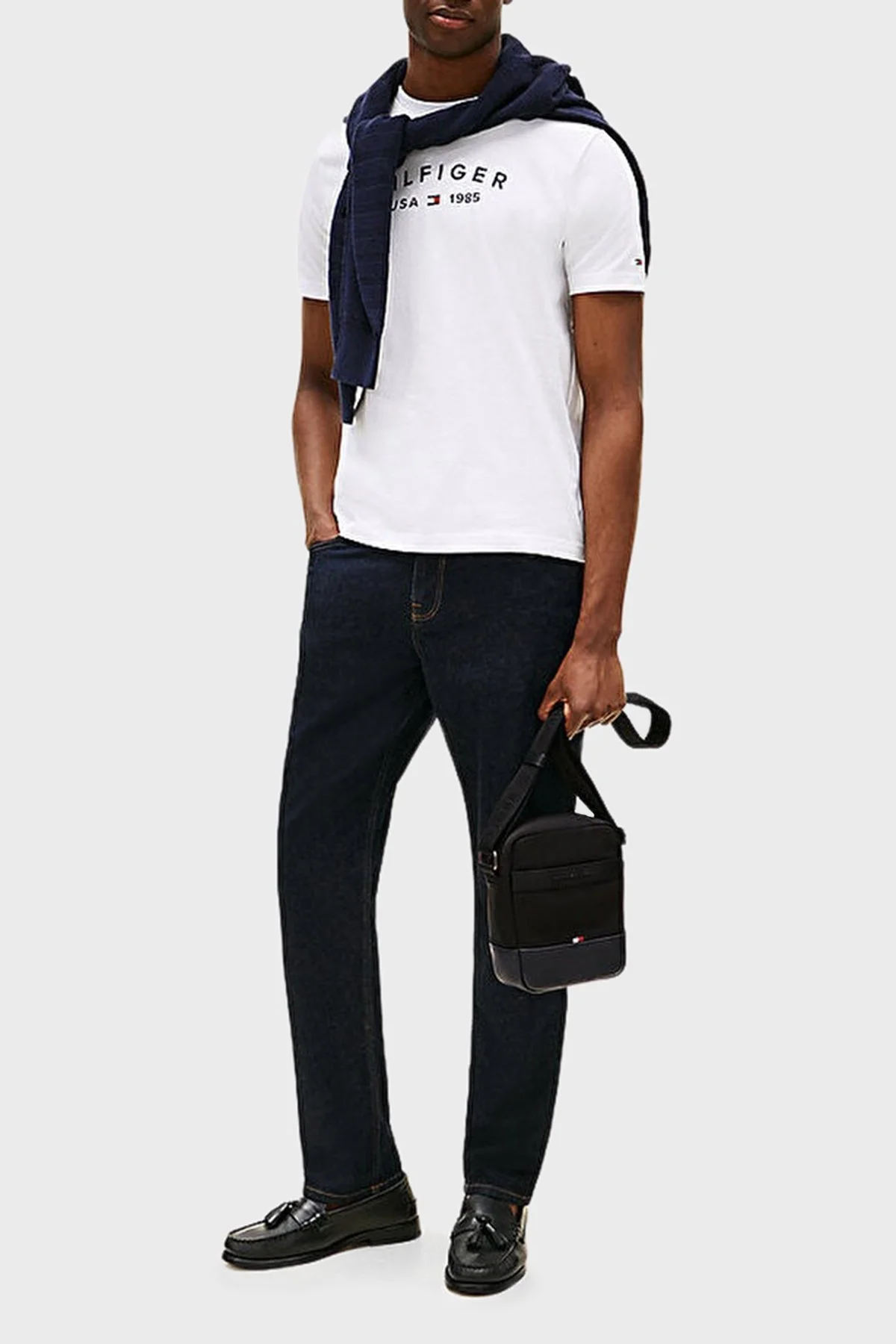 Tommy Hilfiger Logolu Ayarlanabilir Askılı Erkek Çanta AM0AM13472 BDS SİYAH - 2