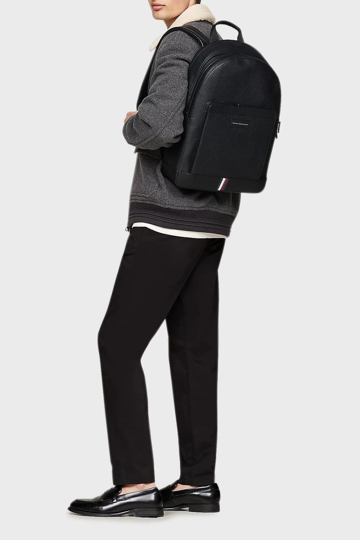 Tommy Hilfiger Logolu Ayarlanabilir Askılı Erkek Sırt Çantası AM0AM12713 BDS SİYAH - 7