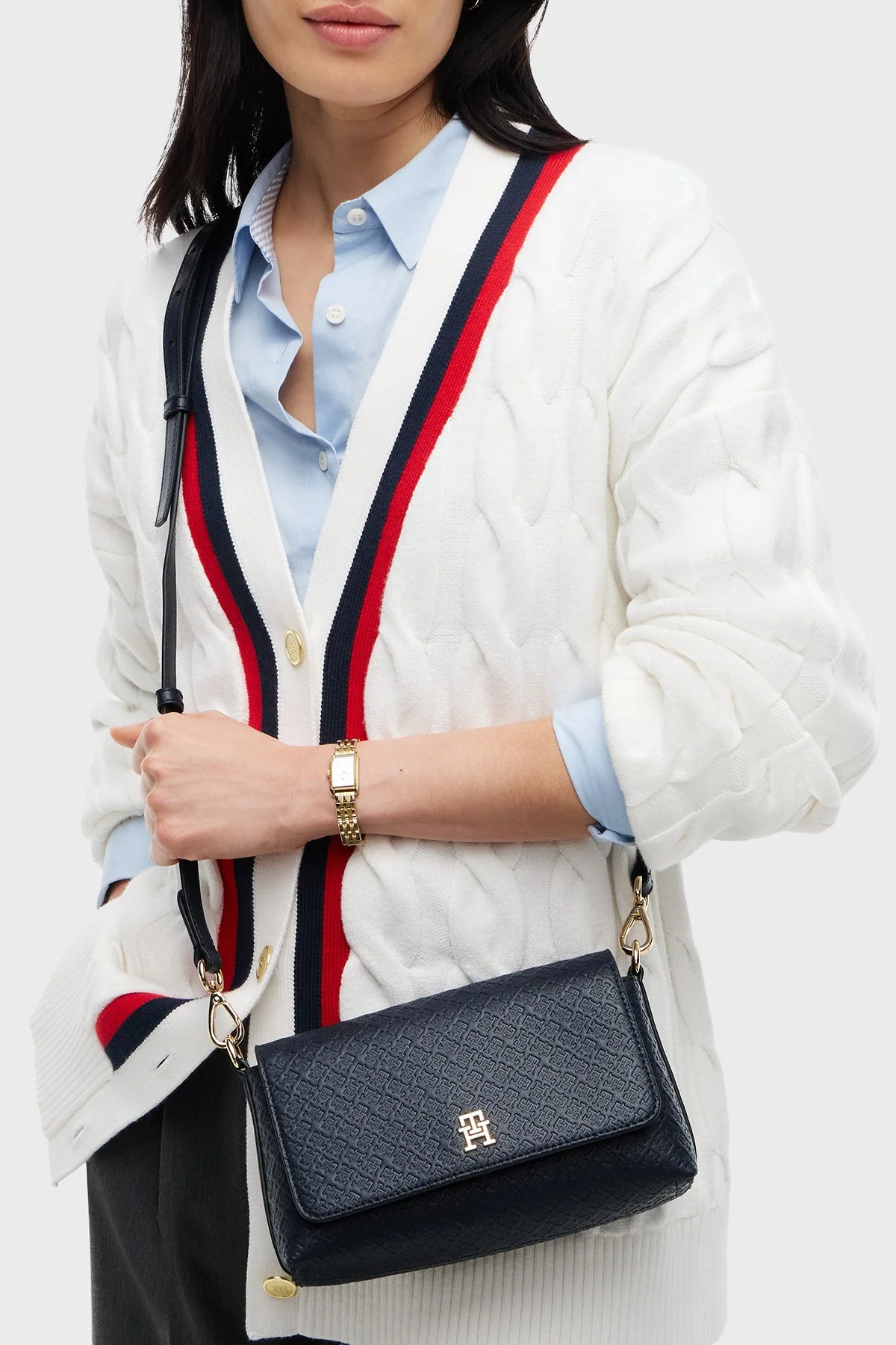 Tommy Hilfiger Logolu Ayarlanabilir Askılı Kadın Çanta AW0AW18997 DW6 Lacivert - 2