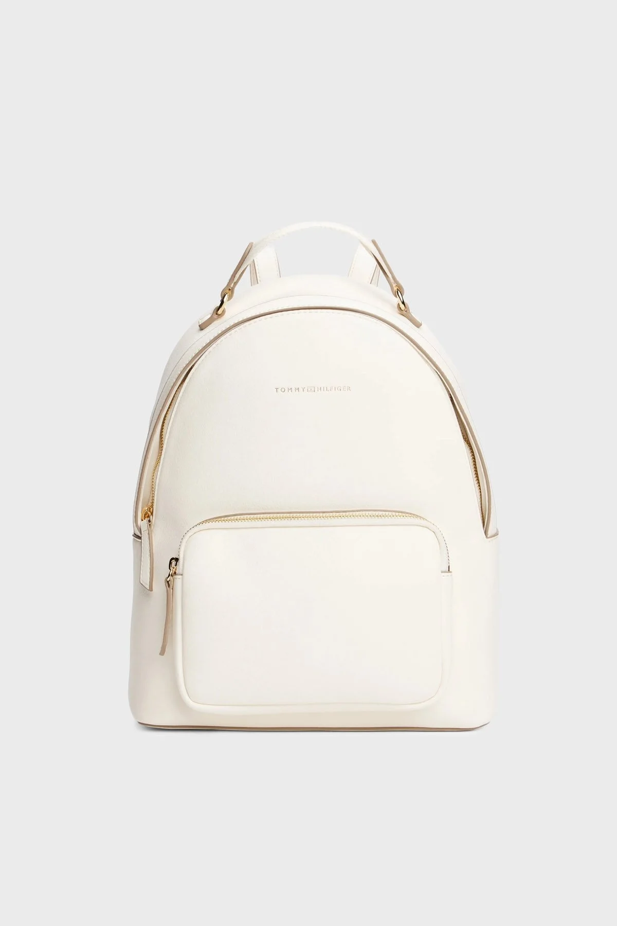 Tommy Hilfiger Logolu Ayarlanabilir Çift Askılı Bayan Sırt Çantası AW0AW17471 Z00 AÇIK BEJ - 1