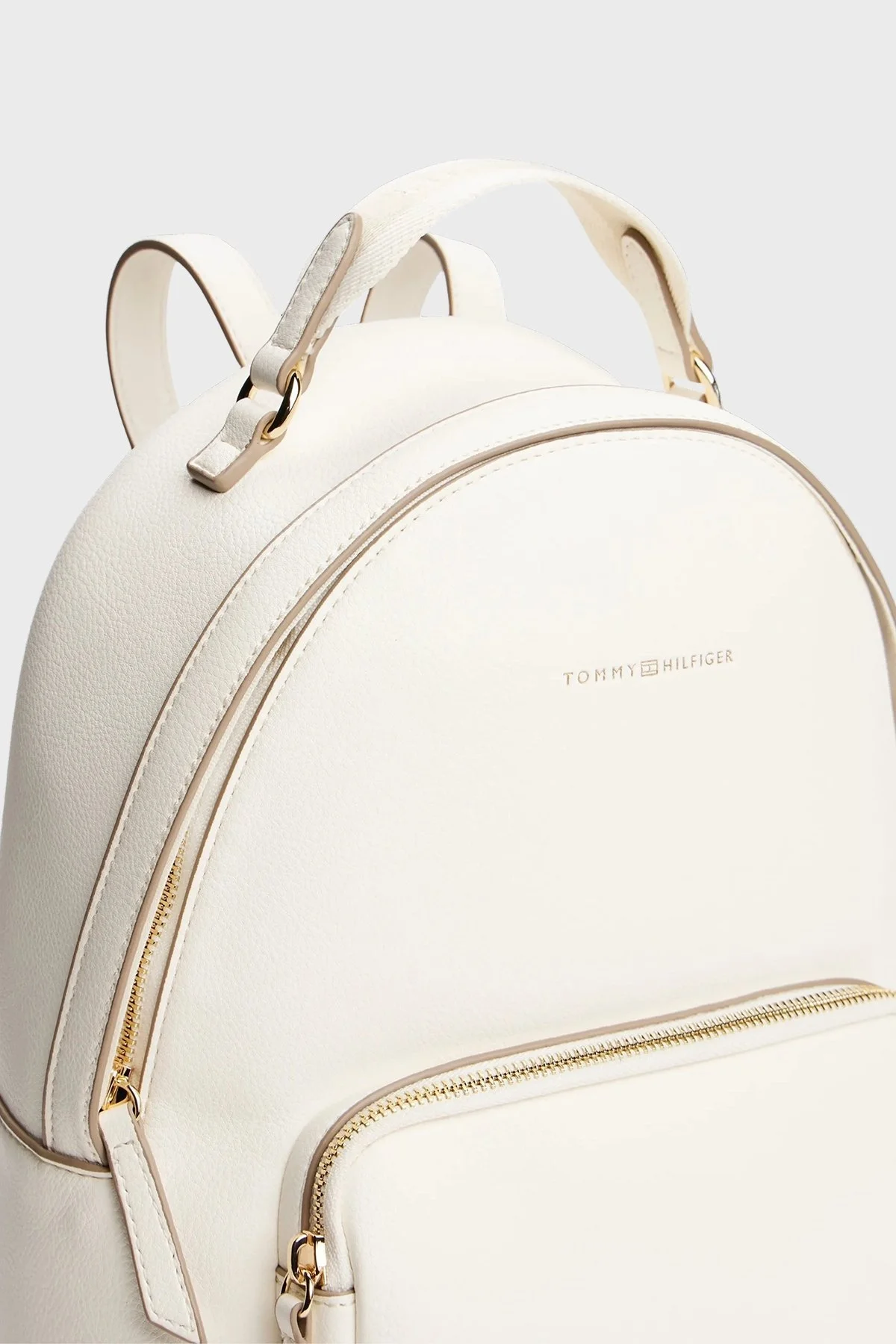 Tommy Hilfiger Logolu Ayarlanabilir Çift Askılı Bayan Sırt Çantası AW0AW17471 Z00 AÇIK BEJ - 4