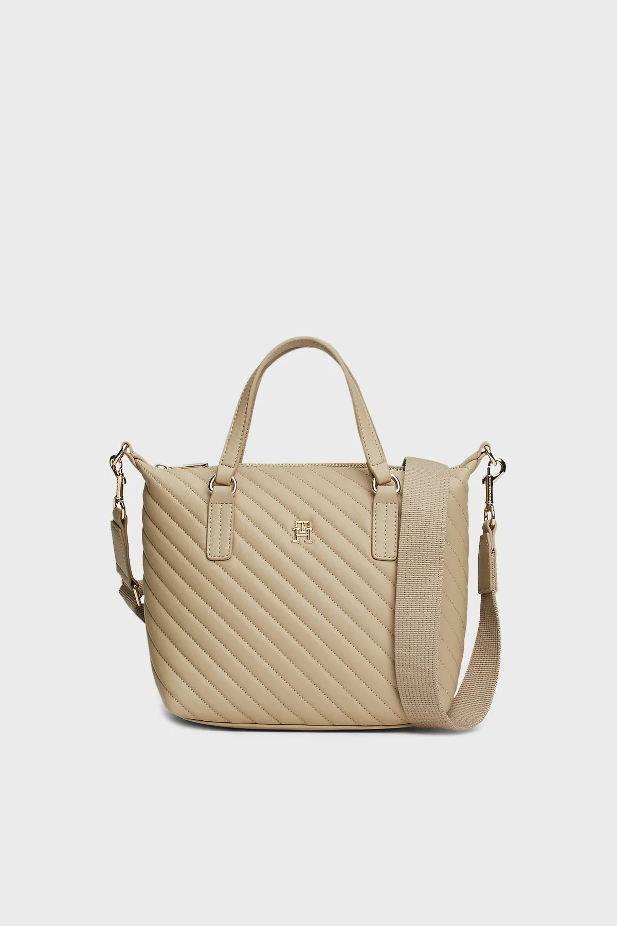 Tommy Hilfiger Logolu Ayarlanabilir Çıkarılabilir Çapraz Askılı Bayan Çanta AW0AW17012 AEG BEJ - 1