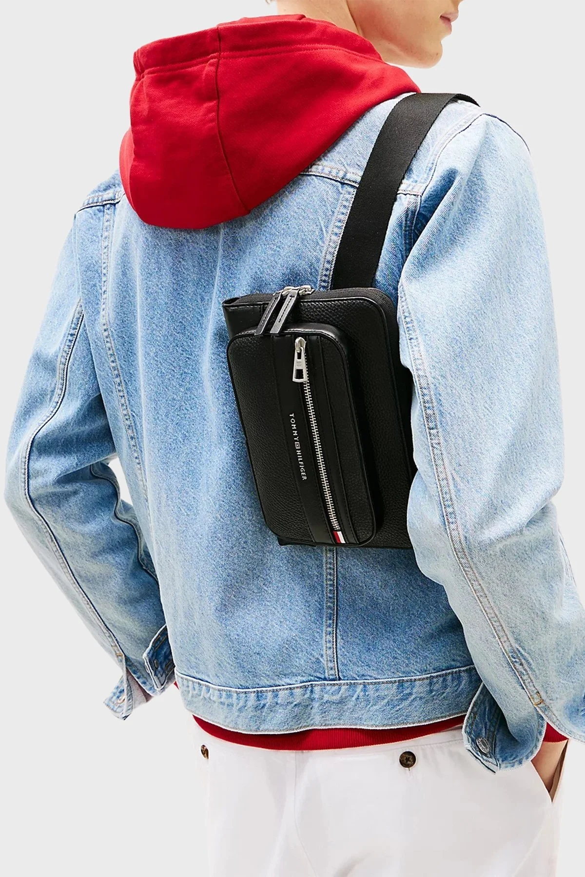 Tommy Hilfiger Logolu Ayarlanabilir Kayışlı Erkek Çanta AM0AM13352 BDS SİYAH - 7