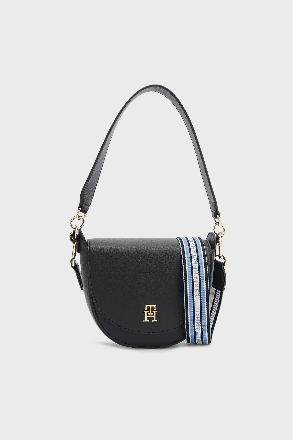 Tommy Hilfiger Logolu Ayarlanabilir ve Çıkarılabilir Uzatma Askılı Bayan Çanta AW0AW14167 BDS SİYAH - 1