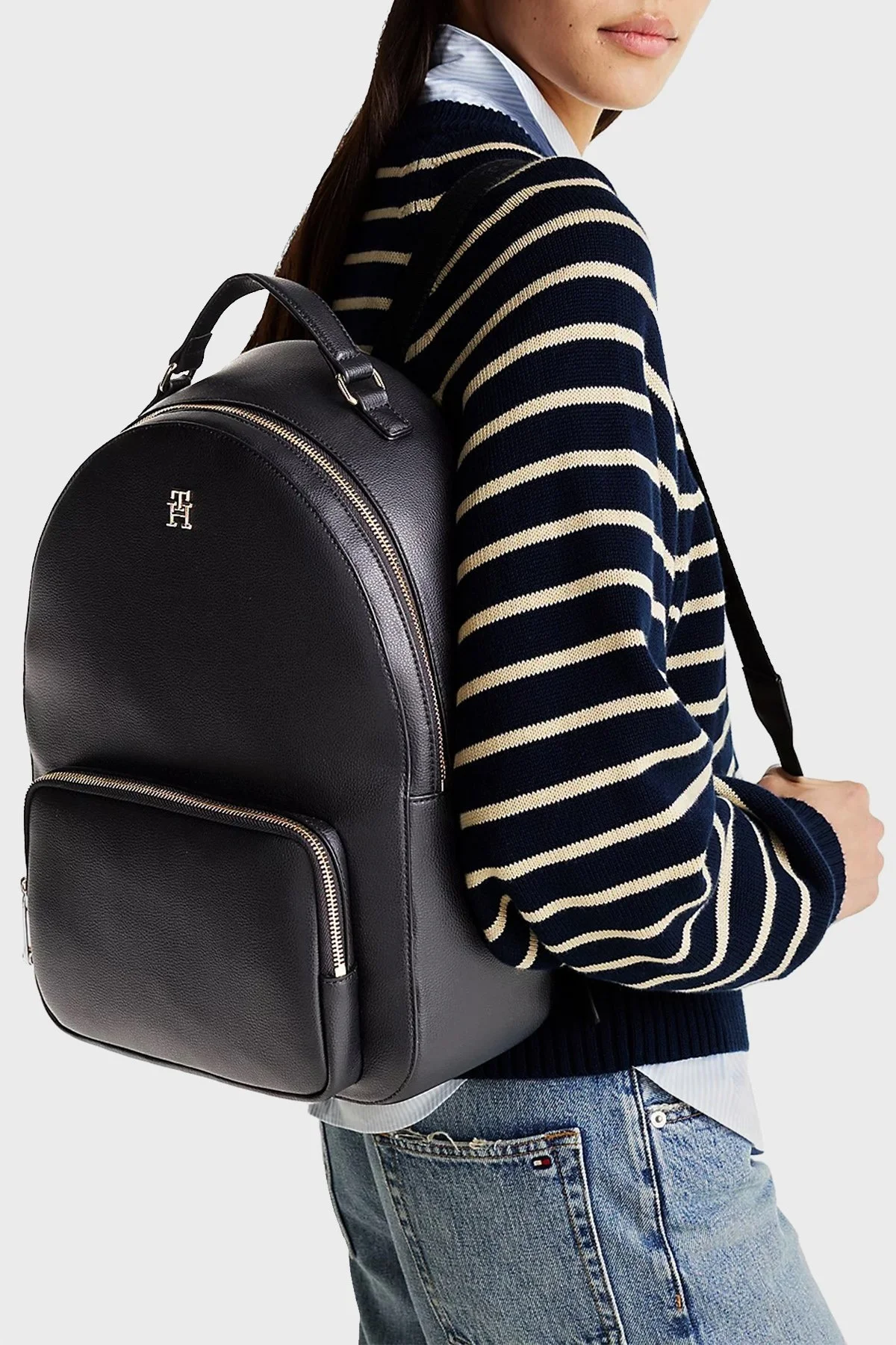 Tommy Hilfiger Logolu Bayan Sırt Çantası AW0AW16915 BDS SİYAH - 7