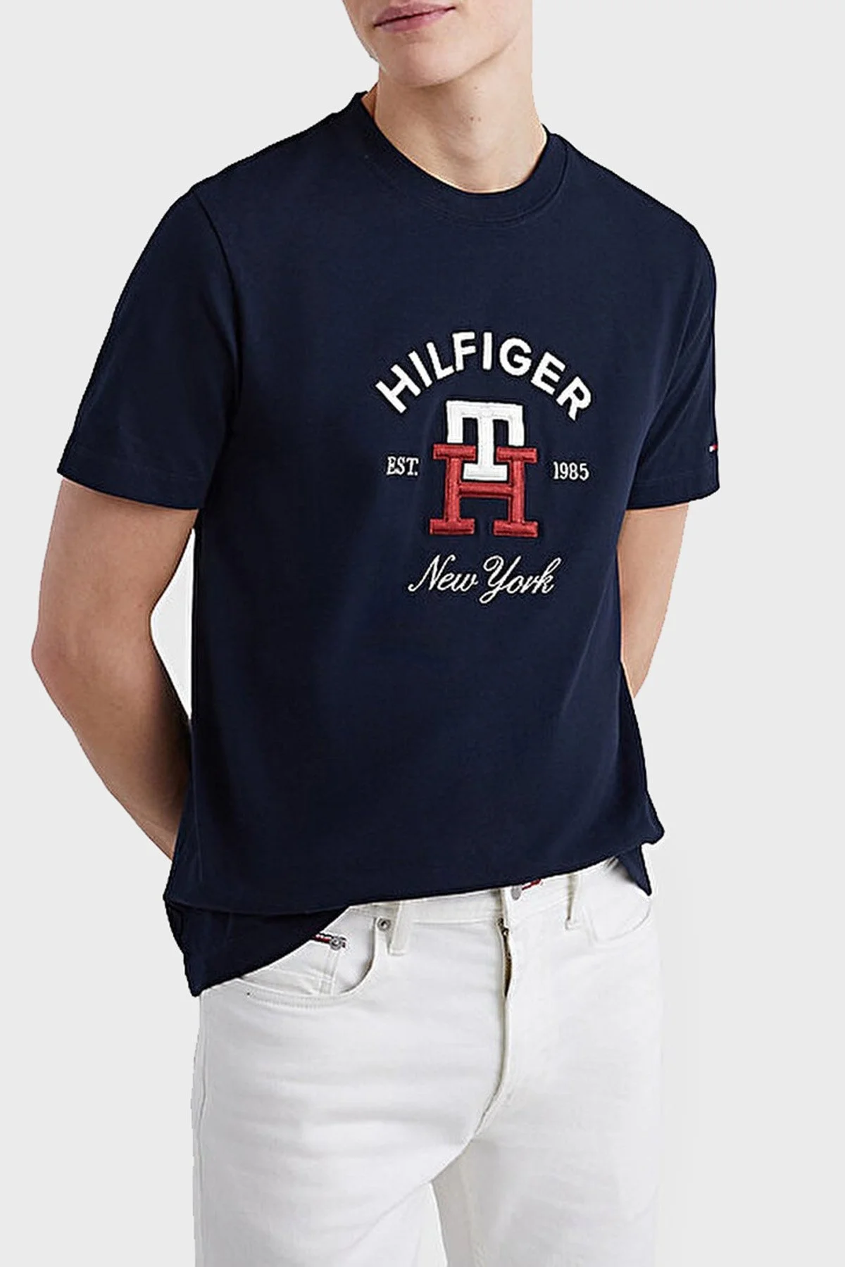 Tommy Hilfiger Logolu Bisiklet Yaka % 100 Pamuk Regular Fit Erkek T Shirt MW0MW30043 DW5 LACİVERT - 2