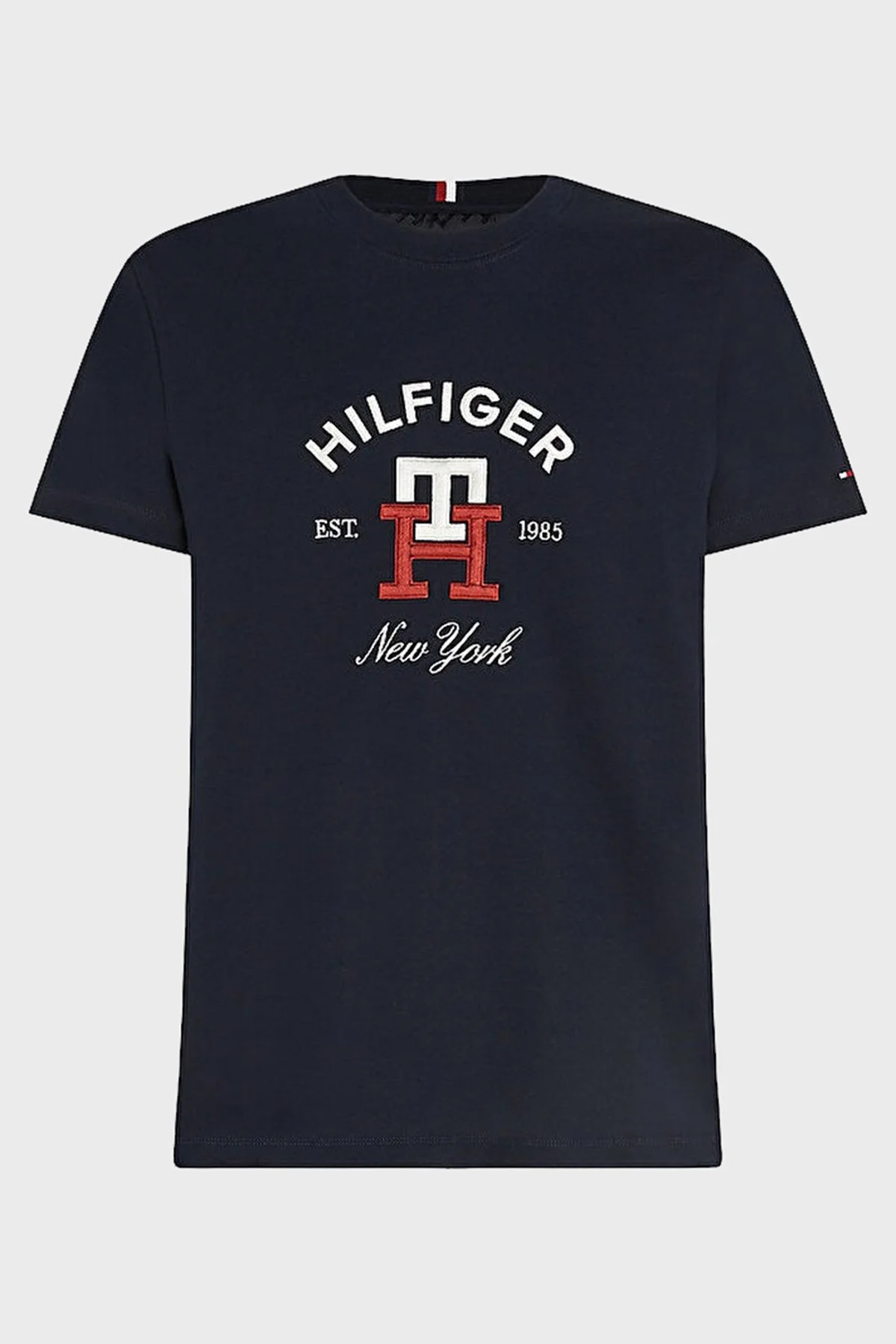 Tommy Hilfiger Logolu Bisiklet Yaka % 100 Pamuk Regular Fit Erkek T Shirt MW0MW30043 DW5 LACİVERT - 4