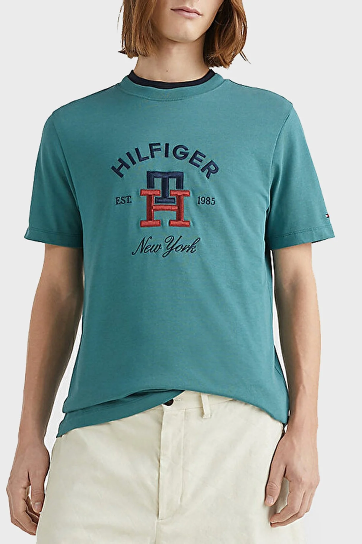 Tommy Hilfiger Logolu Bisiklet Yaka % 100 Pamuk Regular Fit Erkek T Shirt MW0MW30043 MB6 HAKİ - 1