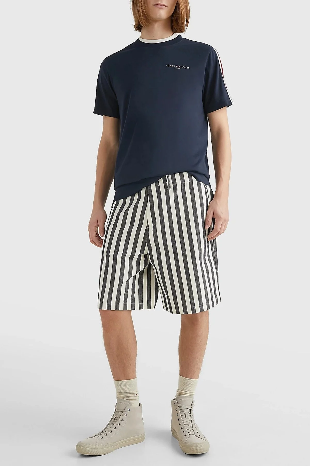 Tommy Hilfiger Logolu Bisiklet Yaka % 100 Pamuk Regular Fit Erkek T Shirt MW0MW30050 DW5 LACİVERT - 2