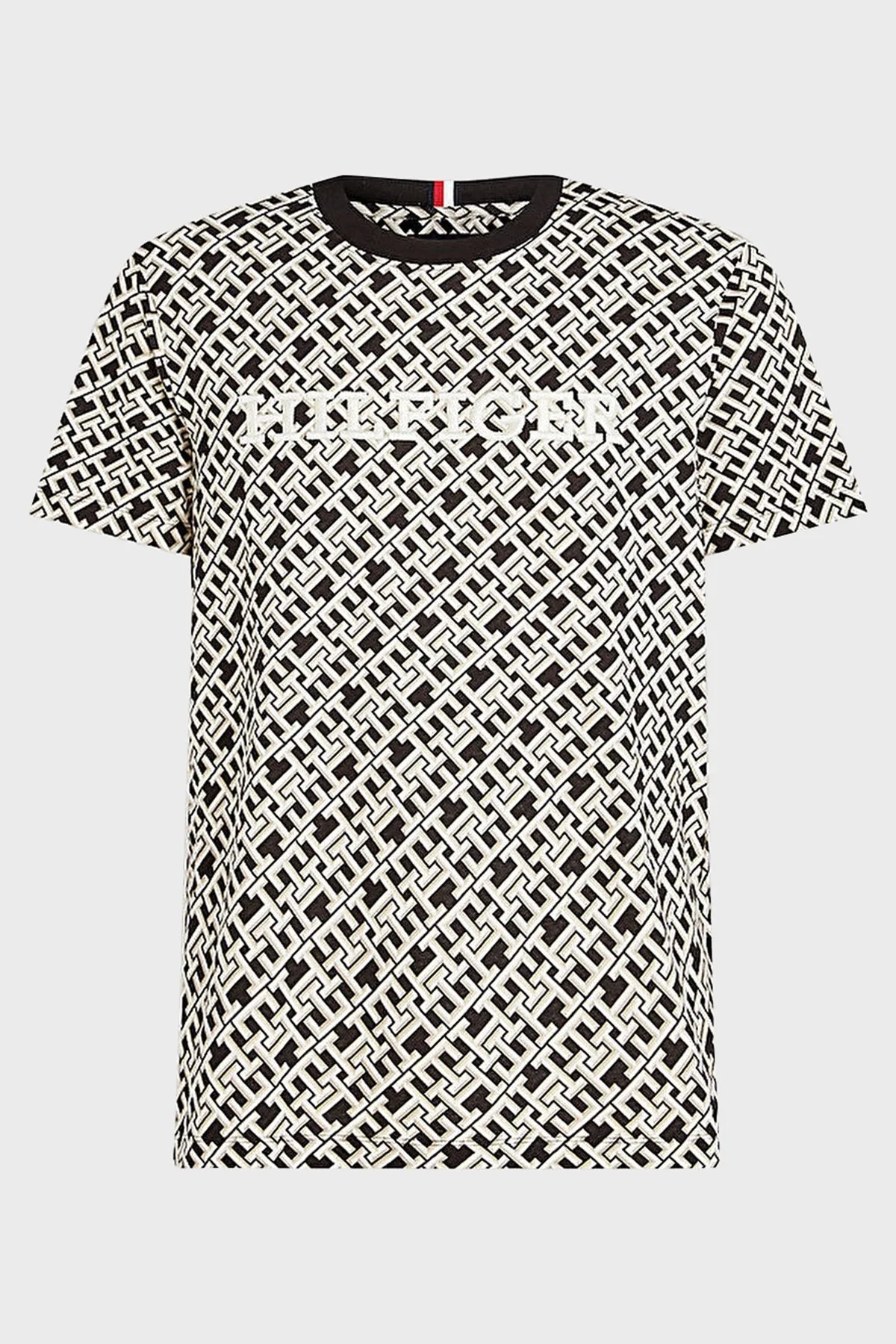 Tommy Hilfiger Logolu Bisiklet Yaka % 100 Pamuk Regular Fit Erkek T Shirt MW0MW34187 0GJ SİYAH - 5