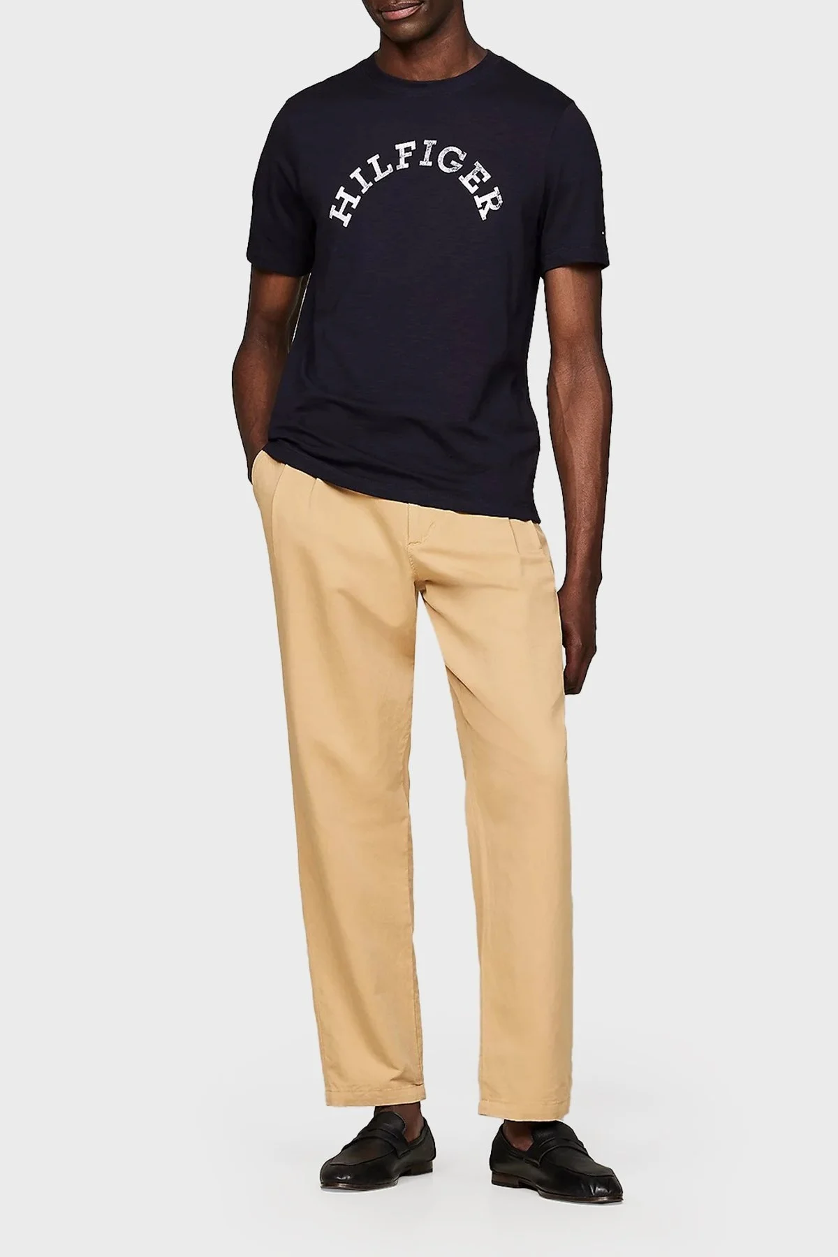 Tommy Hilfiger Logolu Bisiklet Yaka % 100 Pamuk Regular Fit Erkek T Shirt MW0MW34432 DW5 LACİVERT - 2