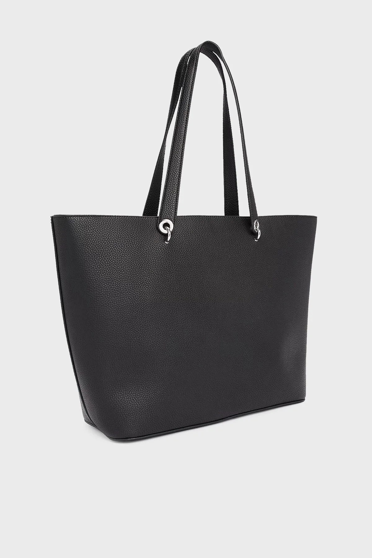 Tommy Hilfiger Logolu Çift Tutma Saplı Büyük Bayan Çanta AW0AW15178 BDS SİYAH - 3