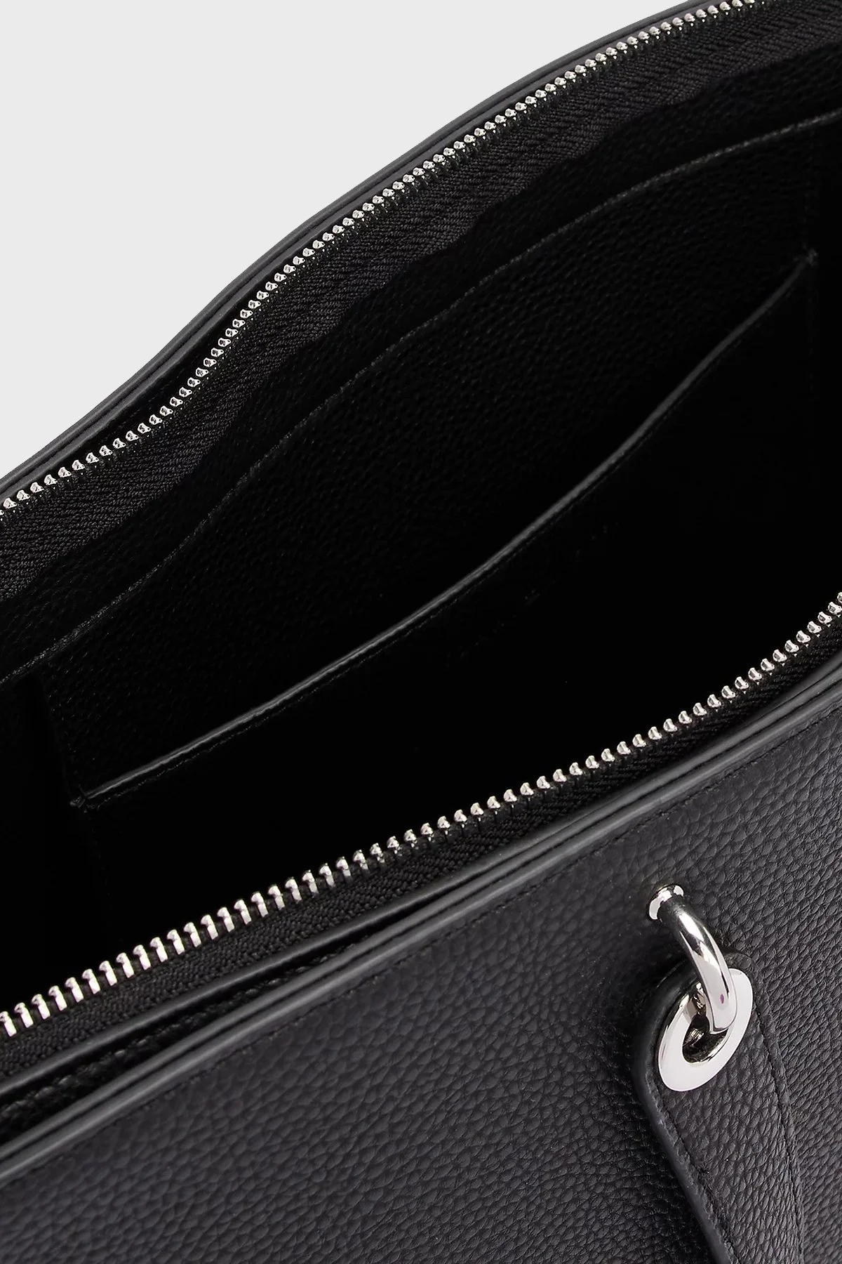 Tommy Hilfiger Logolu Çift Tutma Saplı Büyük Bayan Çanta AW0AW15178 BDS SİYAH - 4