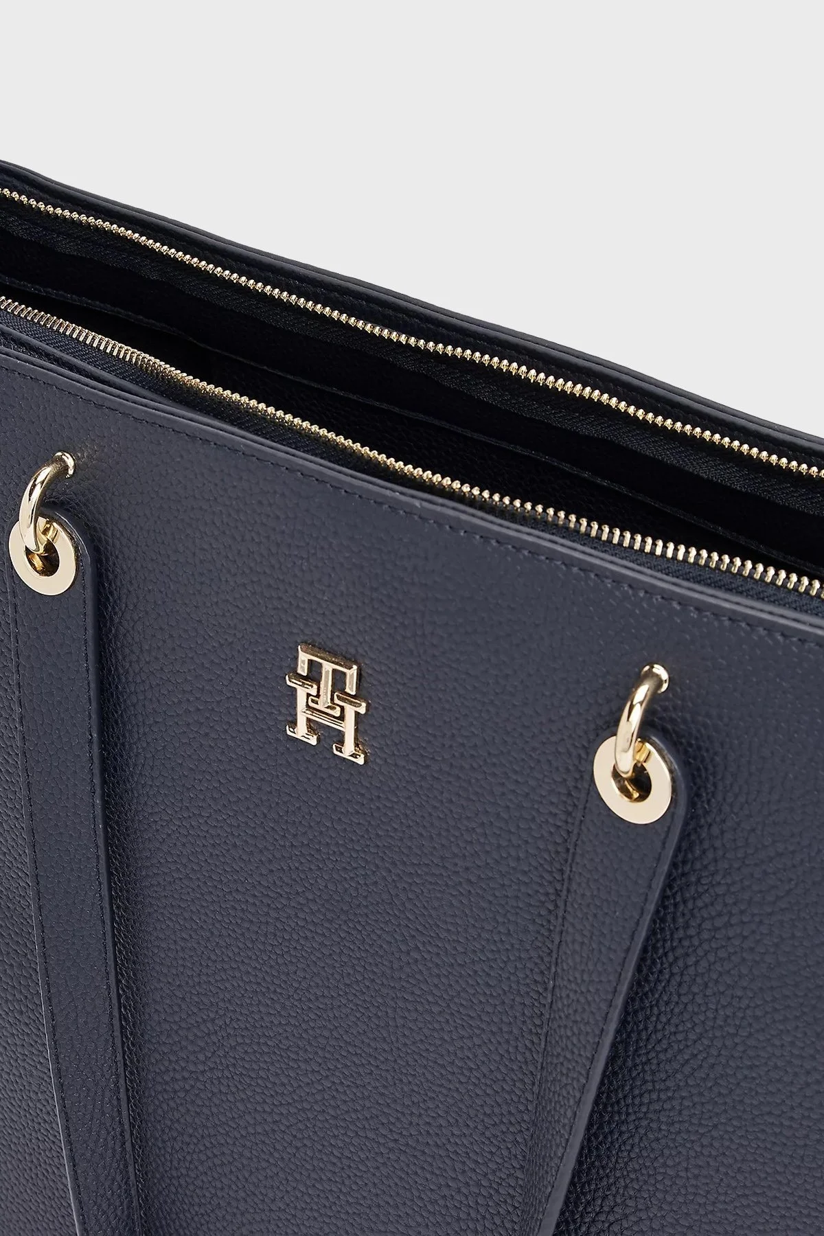 Tommy Hilfiger Logolu Çift Tutma Saplı Büyük Bayan Çanta AW0AW15178 DW6 LACİVERT - 9