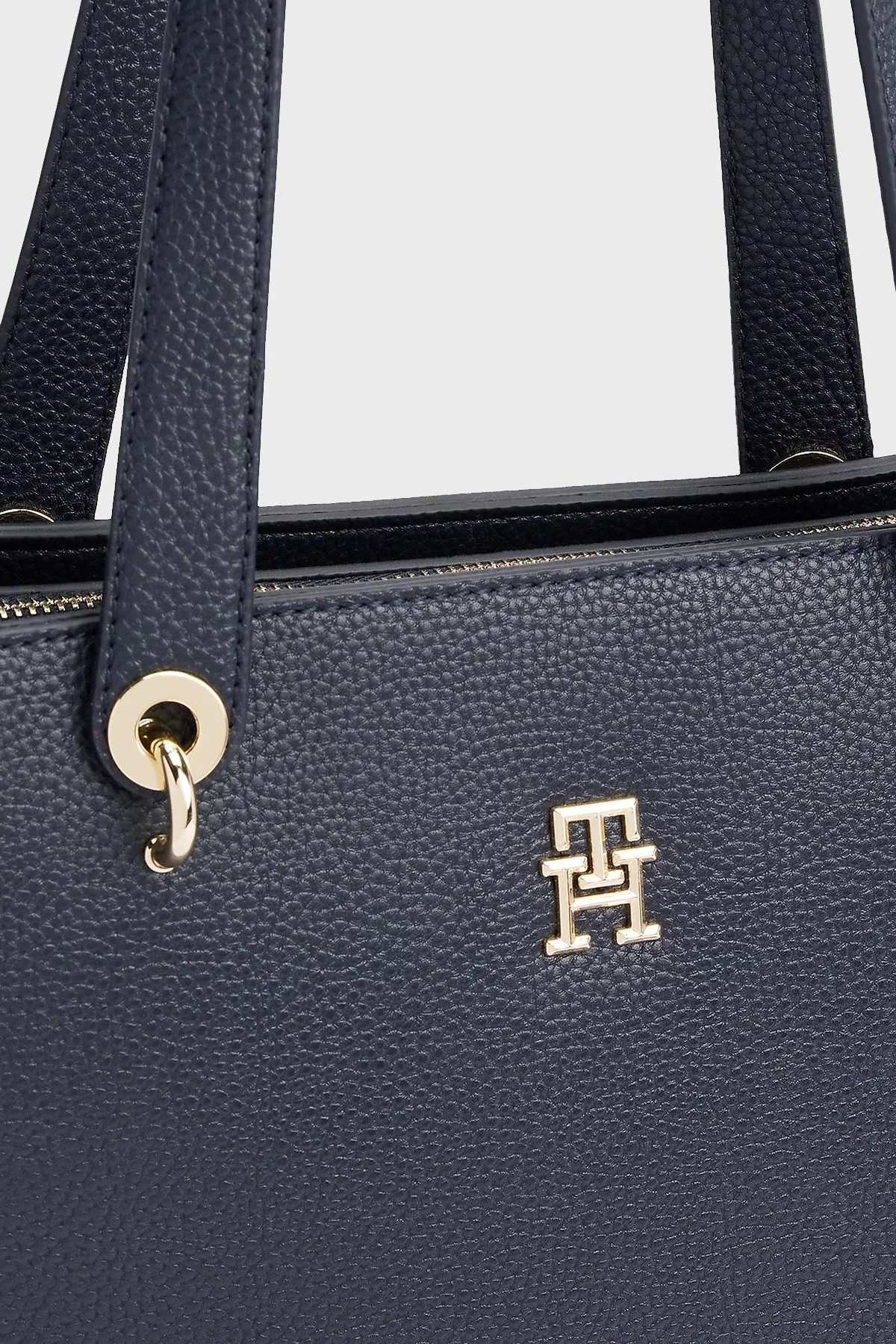 Tommy Hilfiger Logolu Çift Tutma Saplı Büyük Bayan Çanta AW0AW15178 DW6 LACİVERT - 10