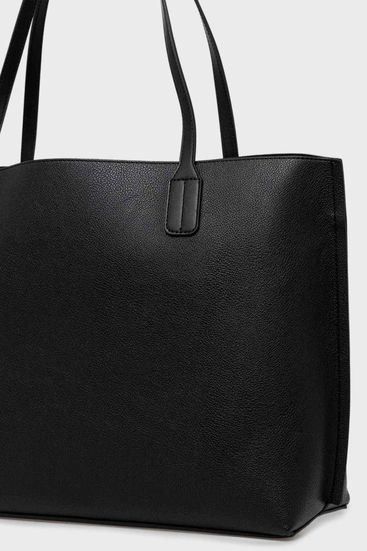 Tommy Hilfiger Logolu Çift Tutma Saplı Büyük Bayan Çanta AW0AW17461 BDS SİYAH - 4