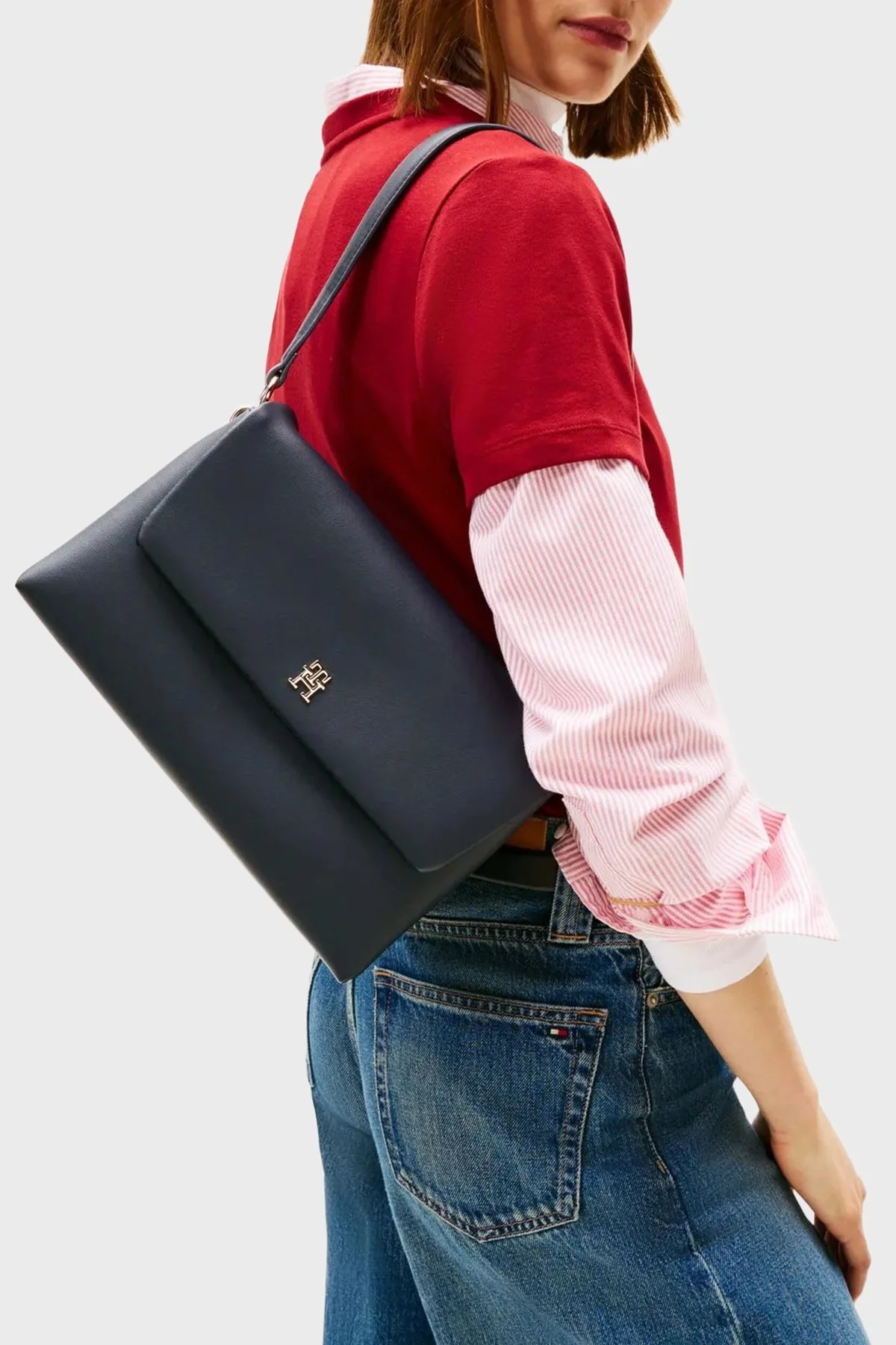 Tommy Hilfiger Logolu Çıkarılabilir Askılı Bayan Çanta AW0AW17695 DW6 LACİVERT - 2