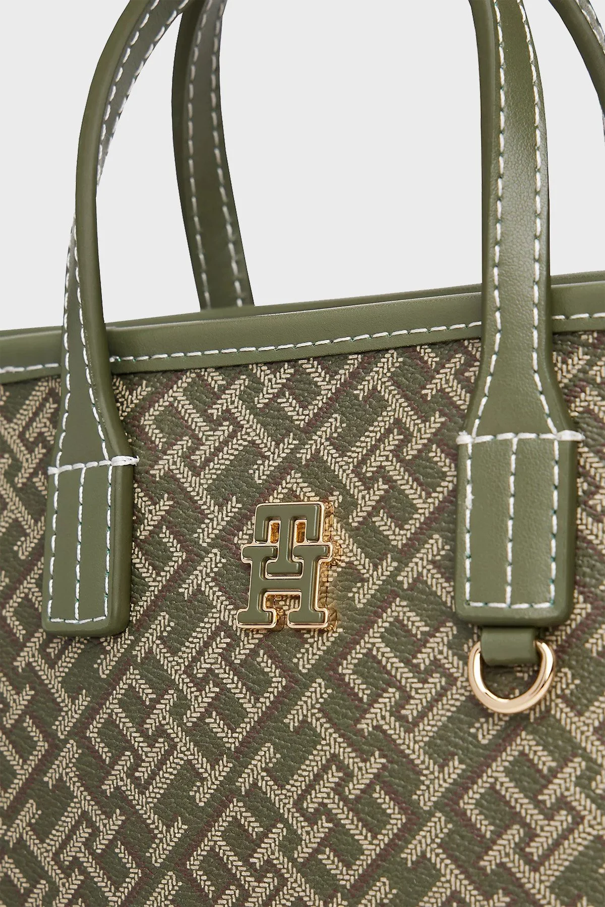 Tommy Hilfiger Logolu Çıkarılabilir Askılı Bayan Çanta AW0AW17717 MT1 YEŞİL - 5