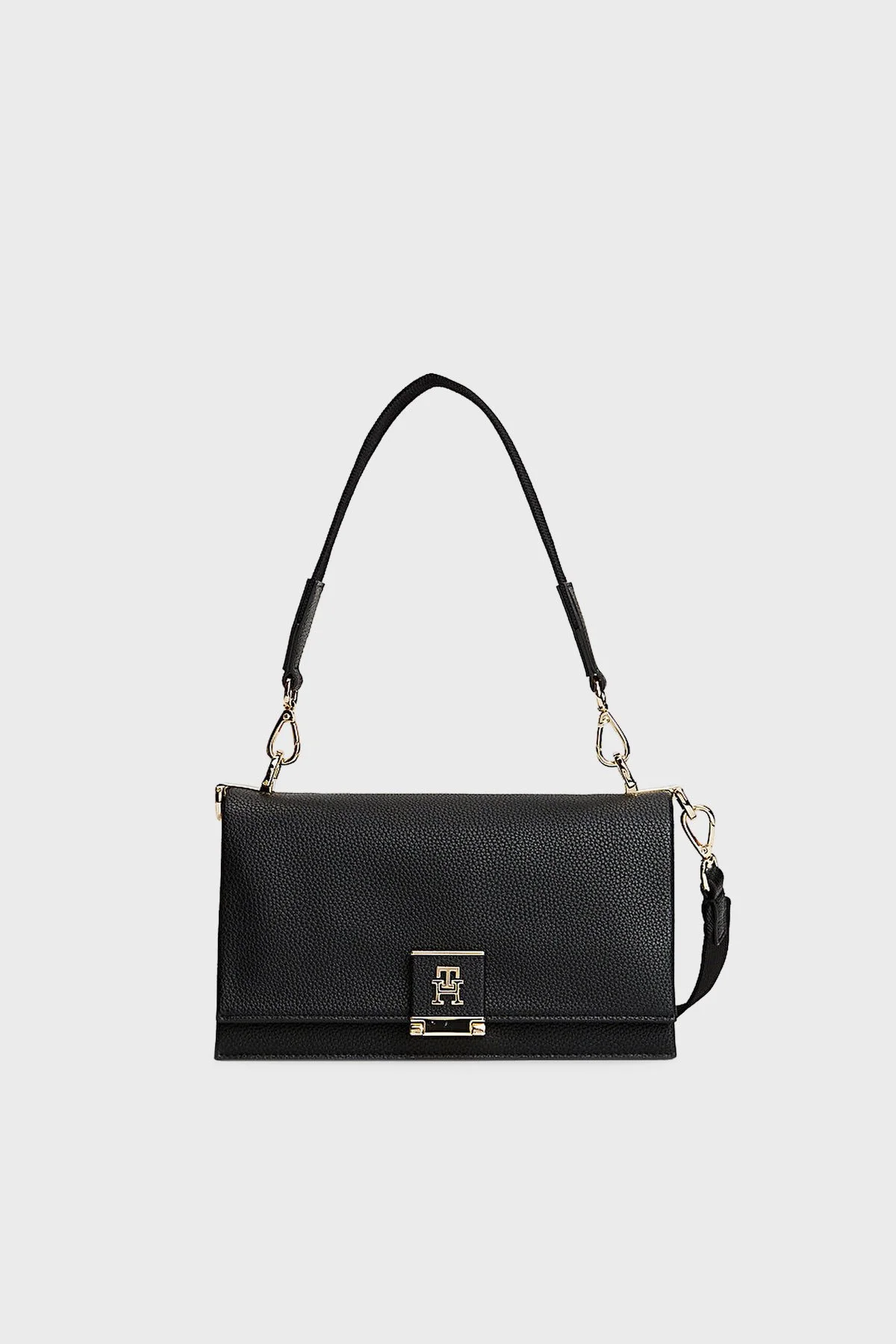 Tommy Hilfiger Logolu Çıkarılabilir Askılı Bayan Çanta AW0AW17726 BDS SİYAH - 1
