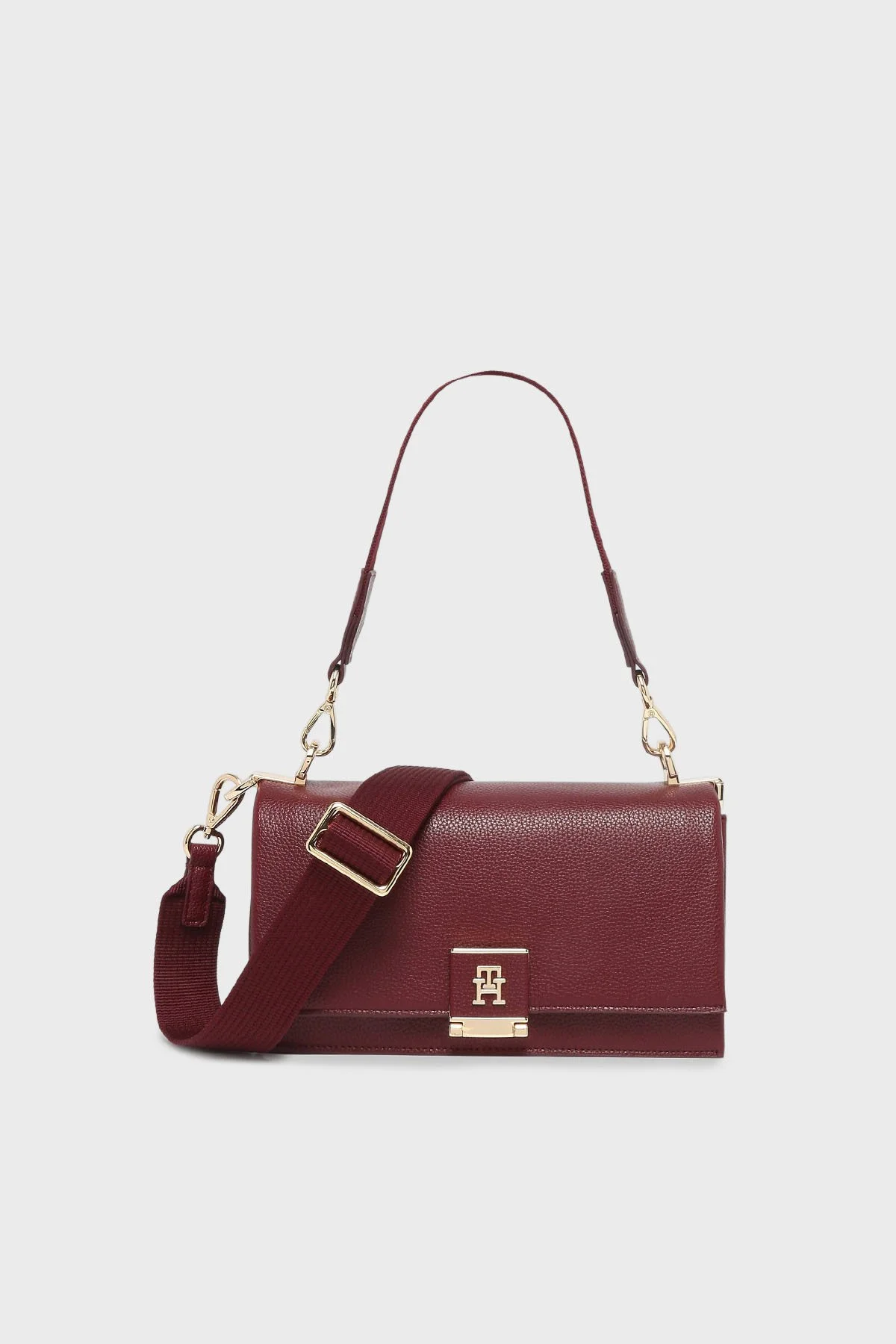 Tommy Hilfiger Logolu Çıkarılabilir Askılı Bayan Çanta AW0AW17726 VLP BORDO - 1