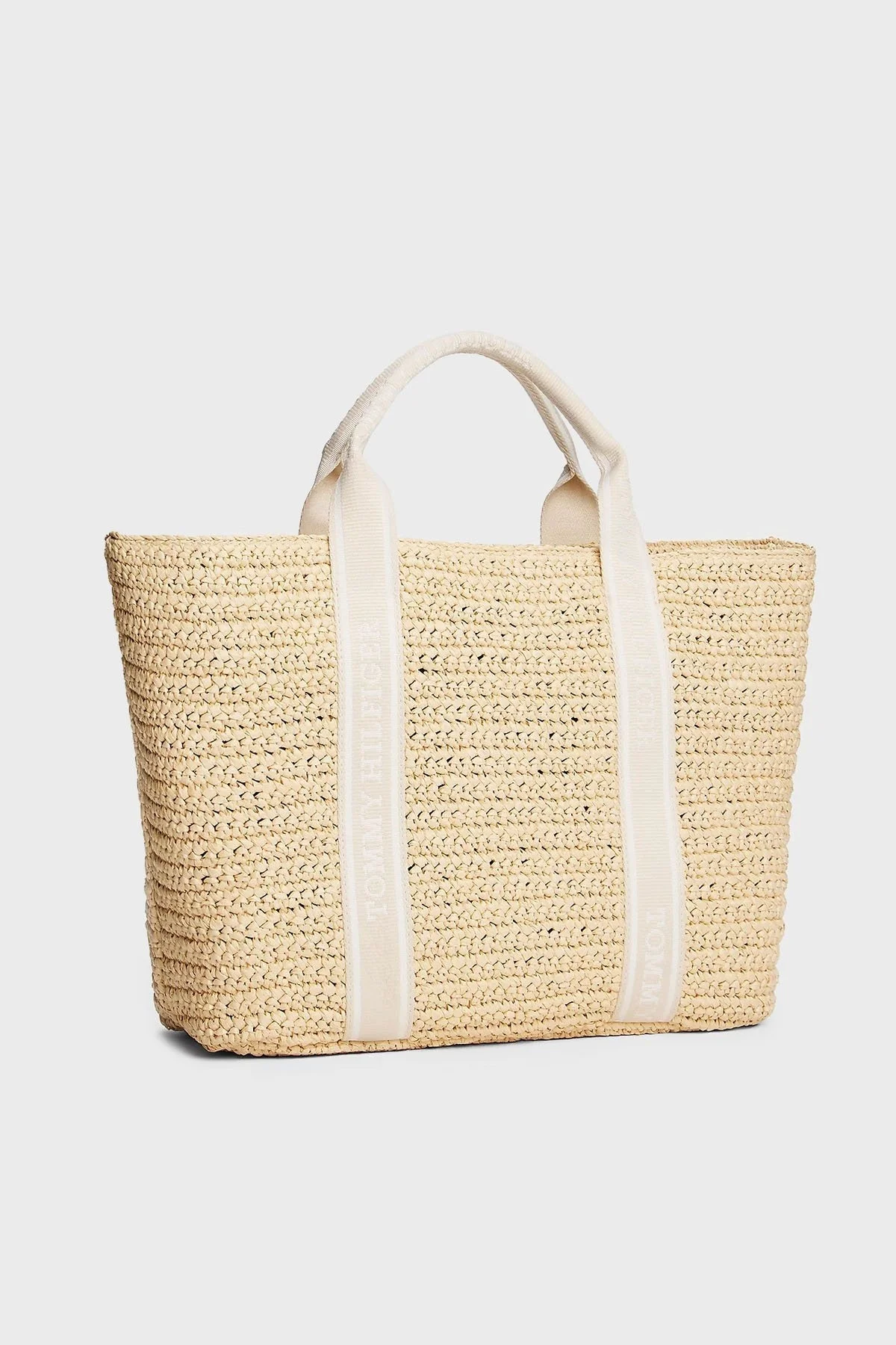 Tommy Hilfiger Logolu Çıkarılabilir Askılı Büyük Hasır Bayan Çanta AW0AW17196 AA8 BEJ - 3